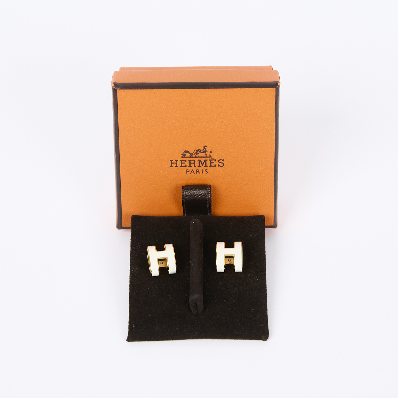 愛馬仕 Hermès Mini Pop H 耳釘 POPHE  白POP H耳環 原廠盒子