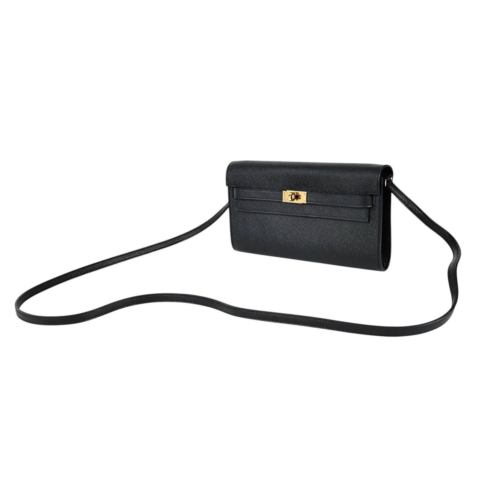 愛馬仕 Hermès Kelly to go 長夾肩背包 KLG B刻 黑KELLY TO GO 原廠盒子/購買證明影本