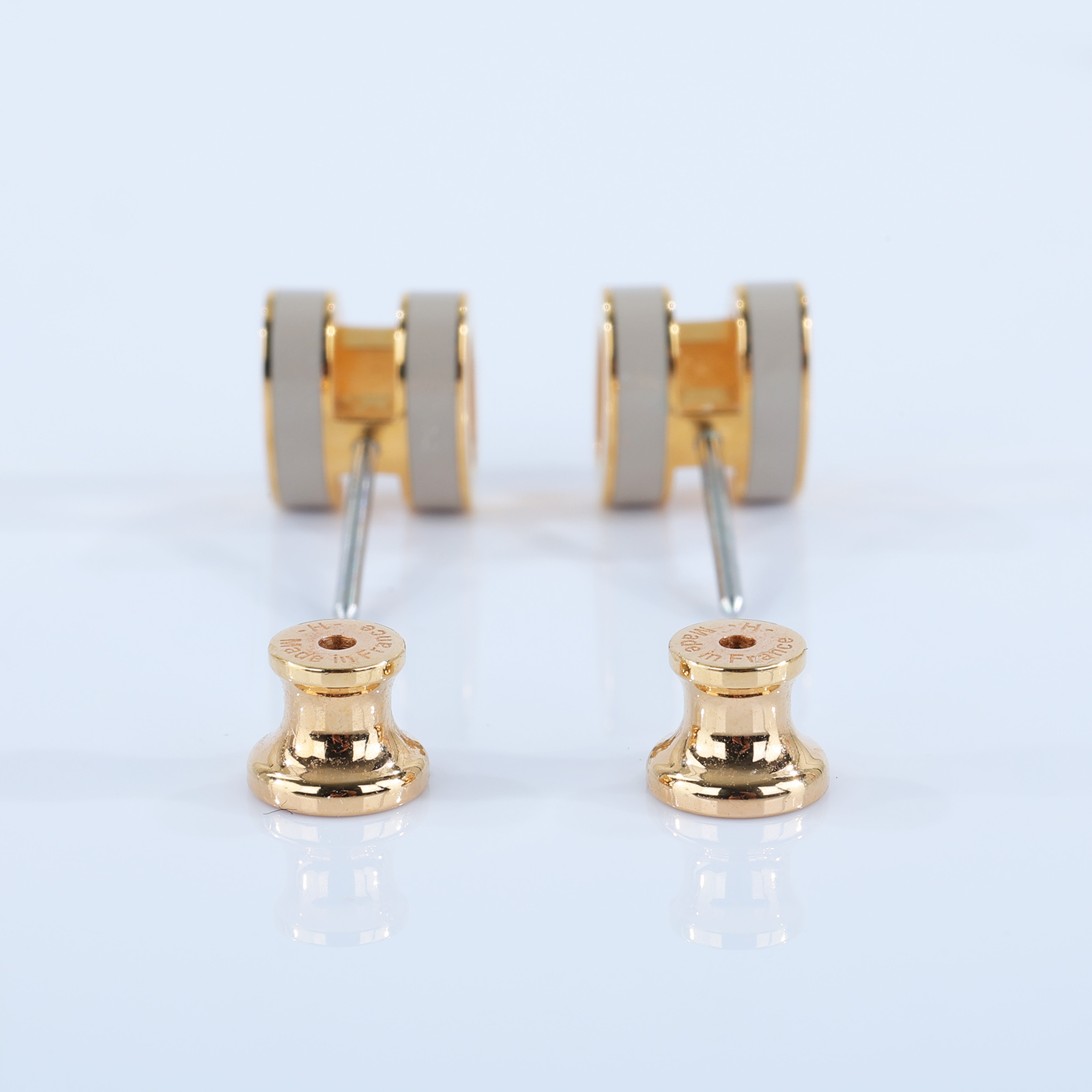 愛馬仕 Hermès Mini Pop H 耳釘 POPHEMINI GD0244 灰金H MINI POP耳環 原廠盒子/防塵袋