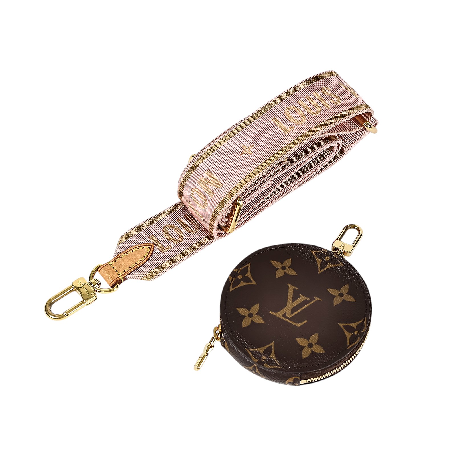 路易威登 LOUIS VUITTON Multi Pochette Accessoires 淺粉 三合一 肩背 方包 M44840 晶片款  原廠盒子/防塵袋