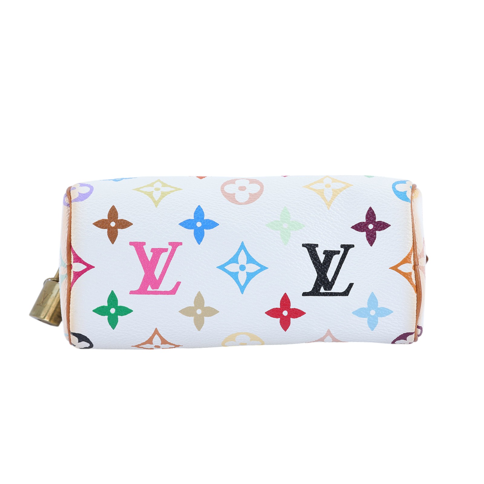 路易威登 LOUIS VUITTON 村上隆聯名 Nano Speedy 手提 斜背 波士頓包 M92645 ☆白三彩NANO SPEEDY 鎖組/防塵袋