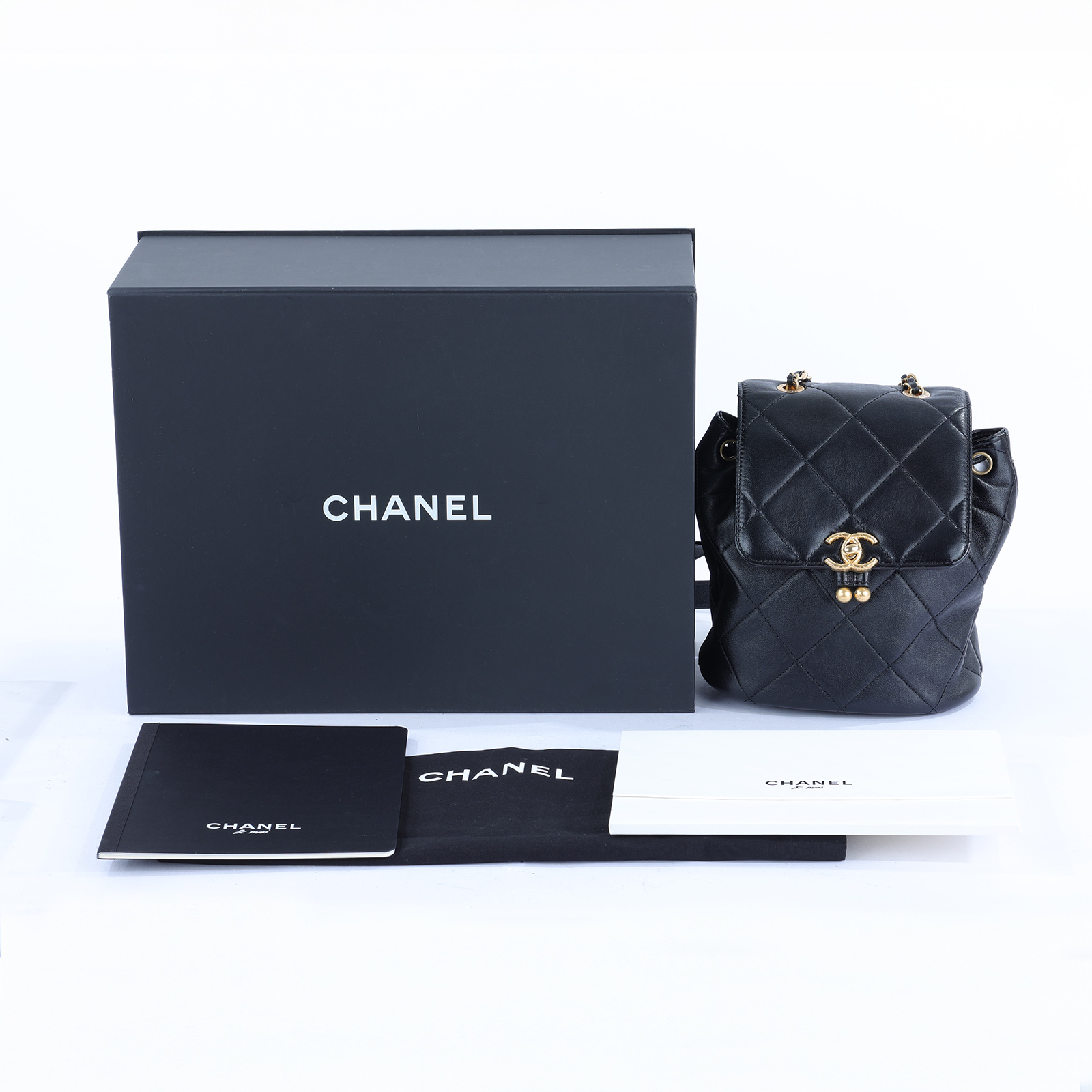 香奈兒 CHANEL Duma 後背包 AS4866 晶片款 黑金羊後背包 原廠盒子/防塵袋