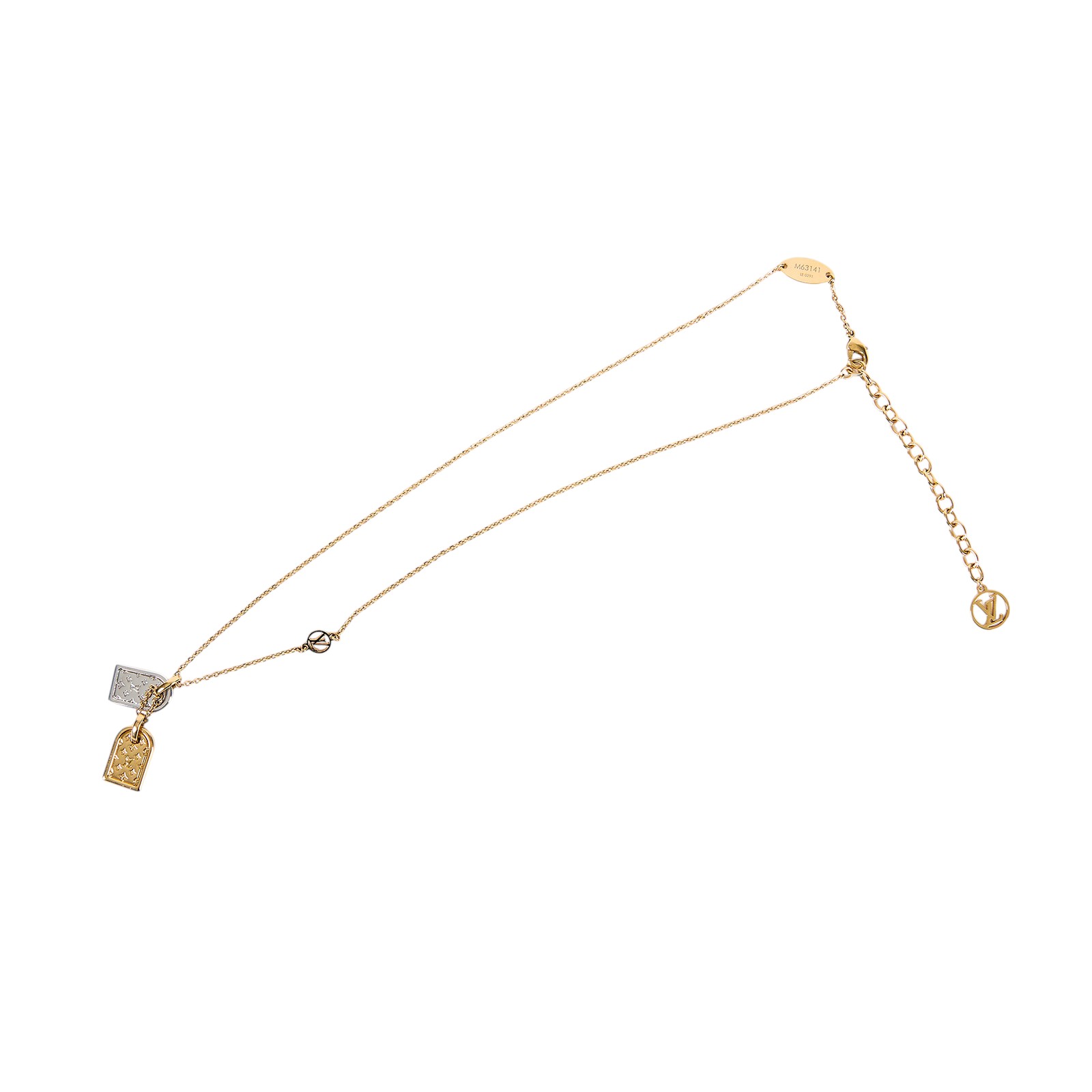 路易威登 LOUIS VUITTON Nanogram 項鏈 M63141 原花雙色吊墜鎖骨項鍊(金銀) 原廠盒子/防塵袋/購買證明
