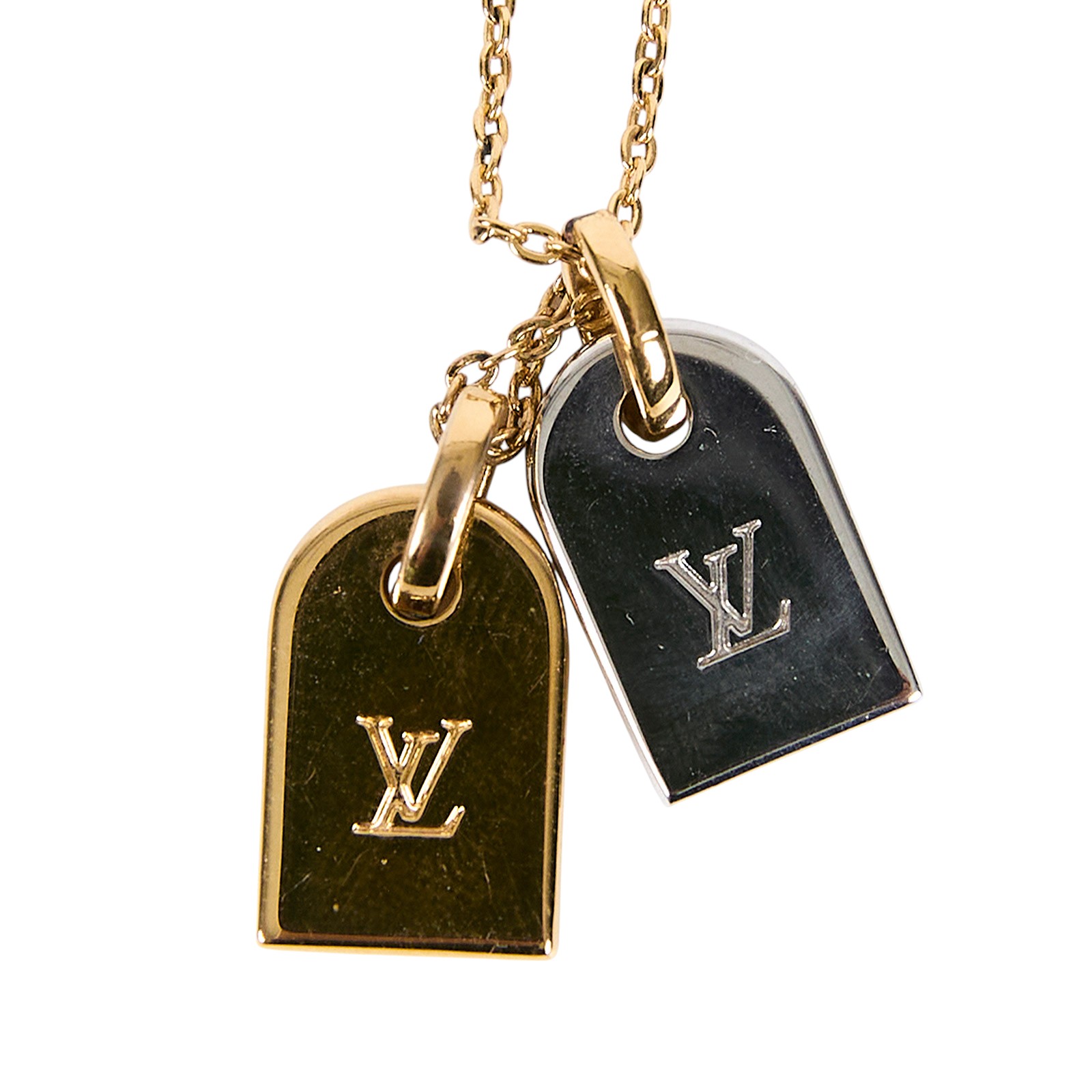 路易威登 LOUIS VUITTON Nanogram 項鏈 M63141 原花雙色吊墜鎖骨項鍊(金銀) 原廠盒子/防塵袋/購買證明