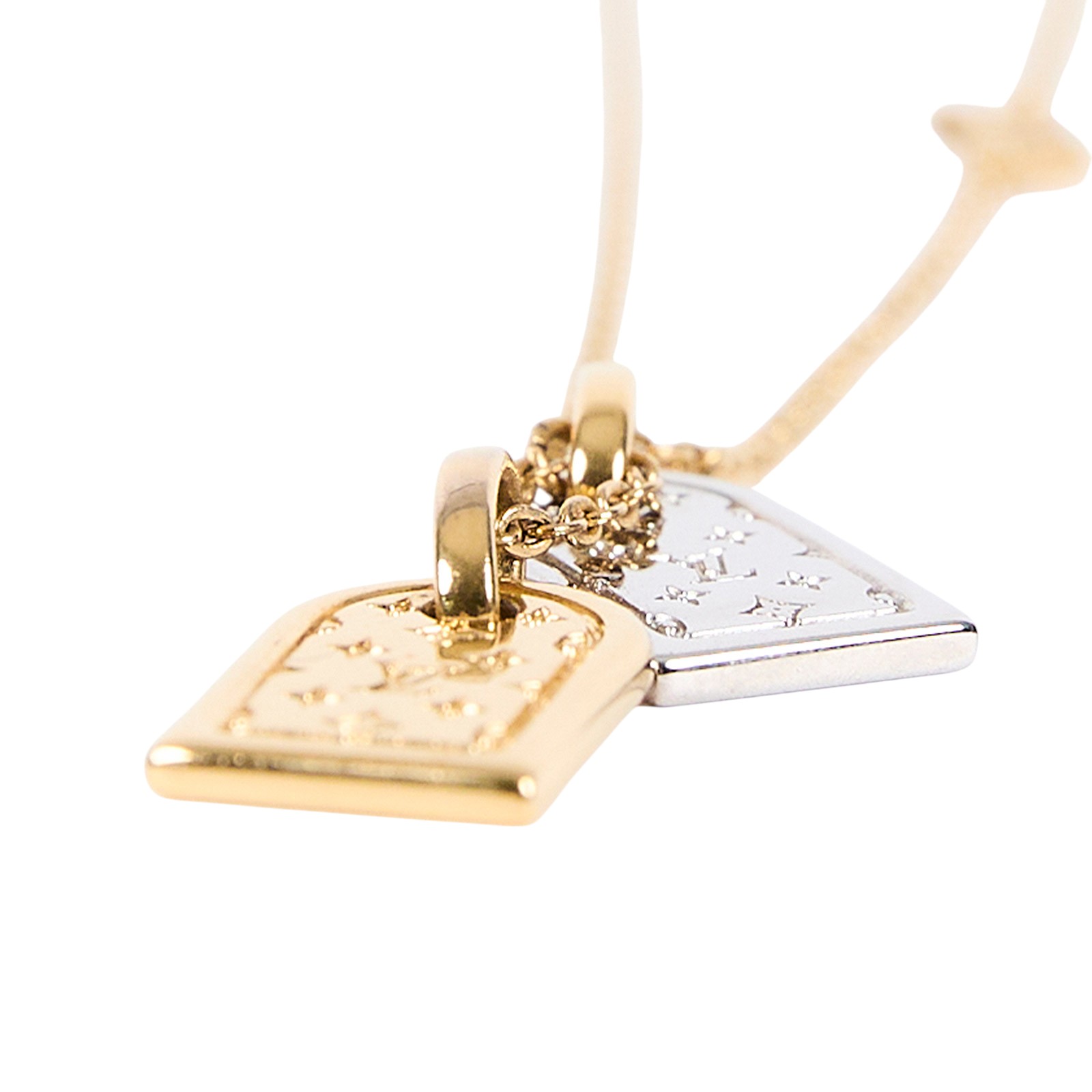 路易威登 LOUIS VUITTON Nanogram 項鏈 M63141 原花雙色吊墜鎖骨項鍊(金銀) 原廠盒子/防塵袋/購買證明