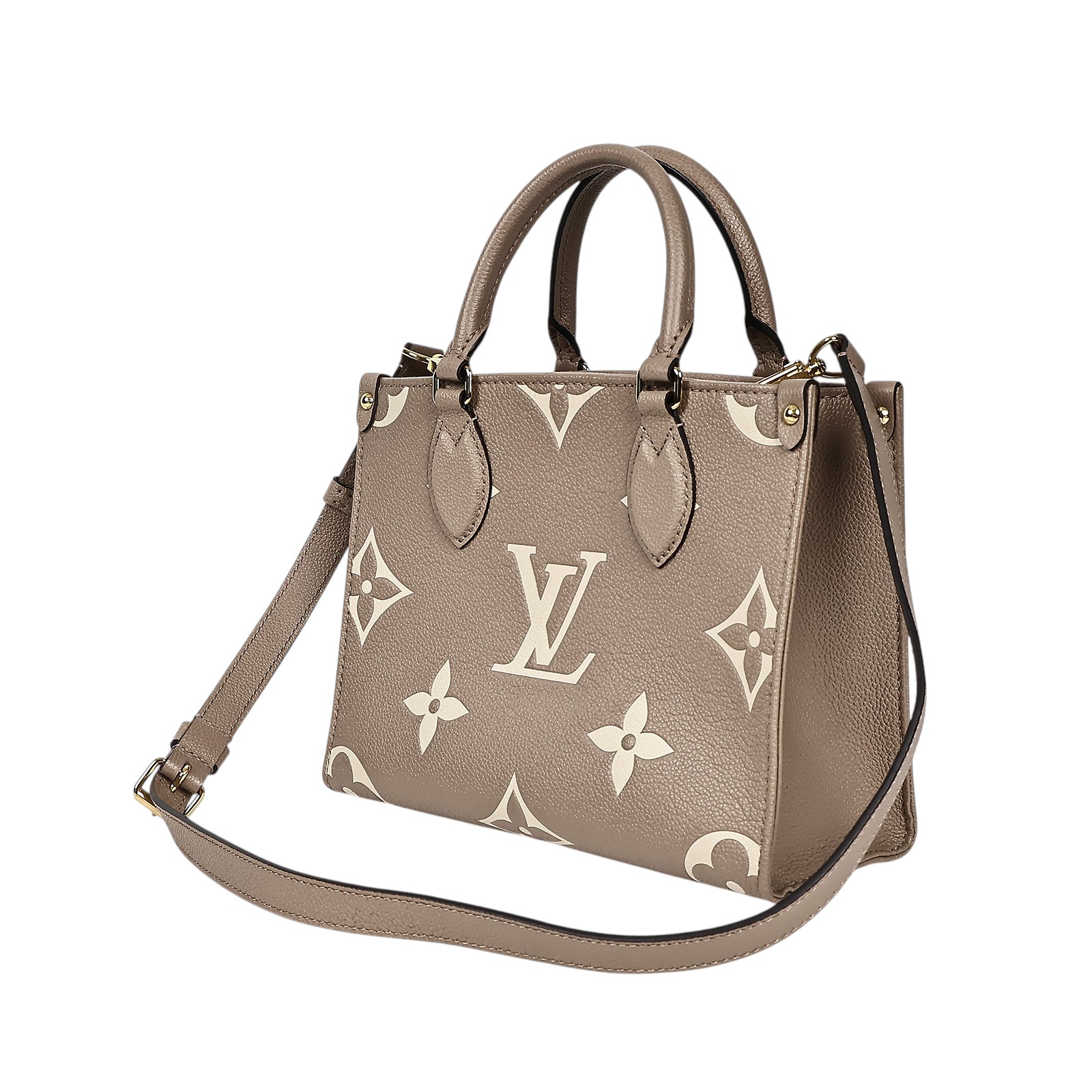 路易威登 LOUIS VUITTON OnTheGo PM 手提 肩背包 雙色 斑鳩米色 奶油色  M45779 晶片款  防塵袋/背帶