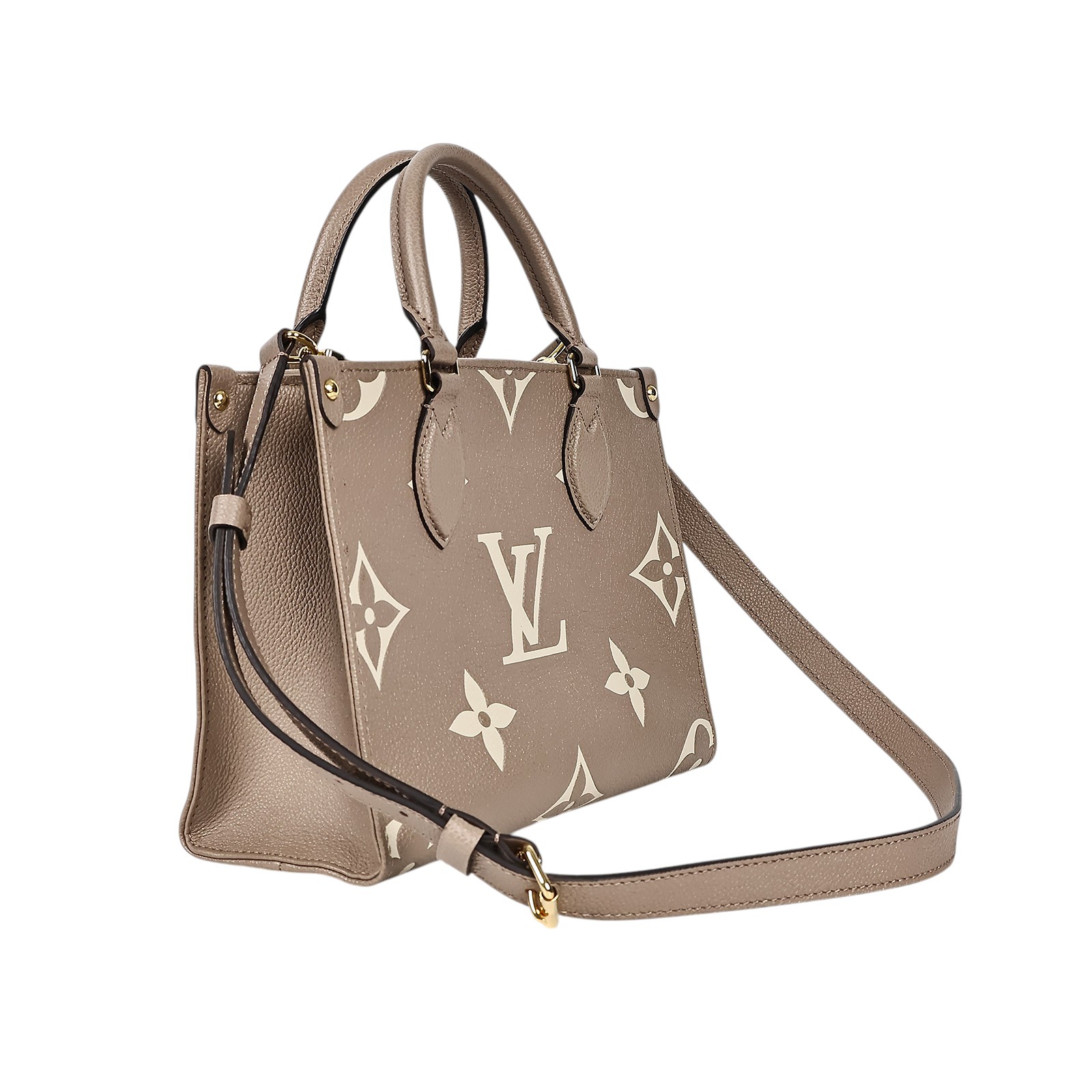 路易威登 LOUIS VUITTON OnTheGo PM 手提 肩背包 雙色 斑鳩米色 奶油色  M45779 晶片款  防塵袋/背帶