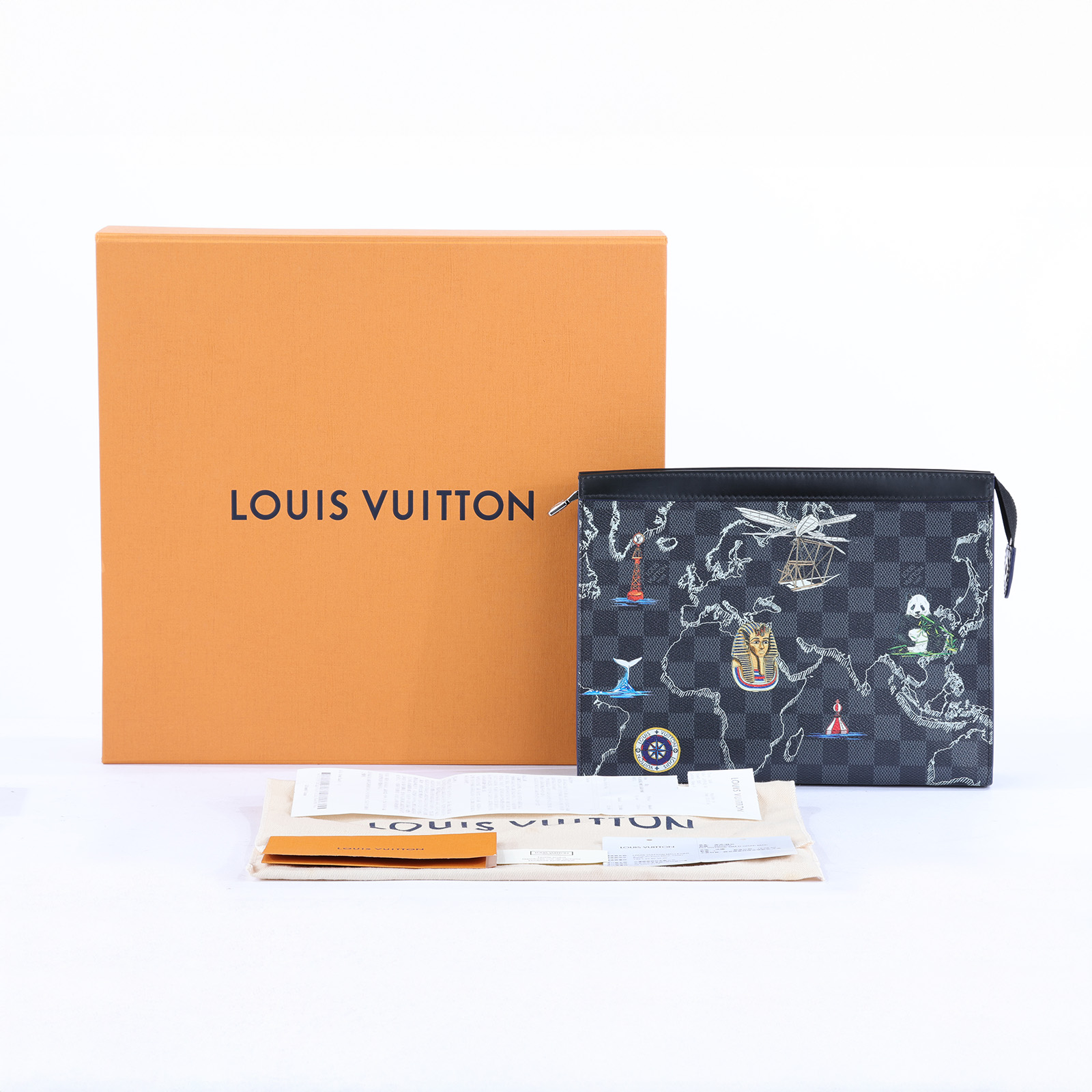 路易威登 LOUIS VUITTON Pochette Voyage MM 棋盤格 手拿包 N40205  原廠盒子/防塵袋/購買證明
