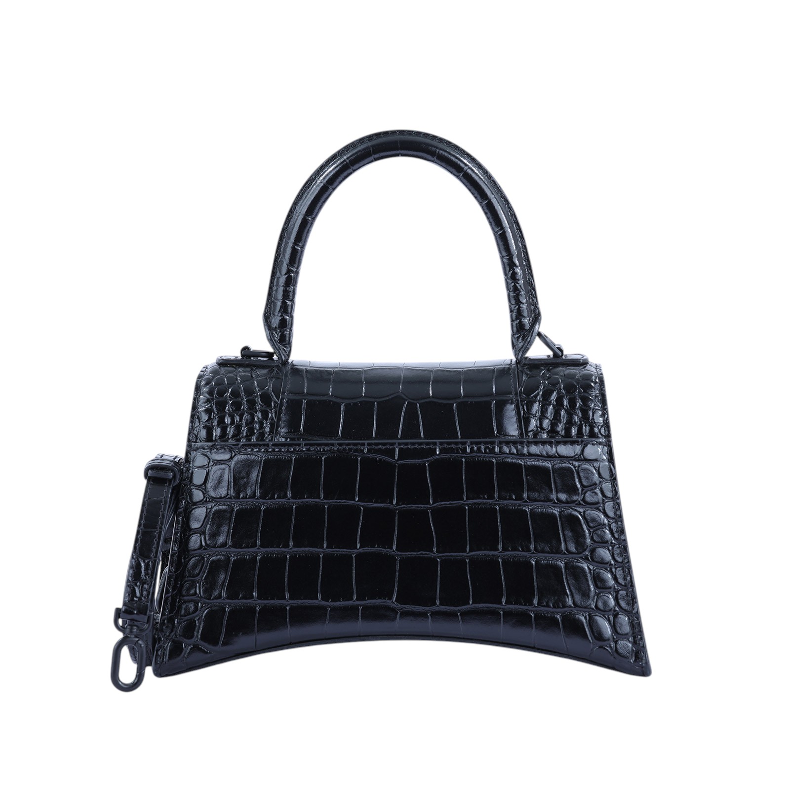 巴黎世家 BALENCIAGA Hourglass Small 手提包 Aya Nakamura 聯名  黑鱷魚壓紋HOURGLASS S號 背帶