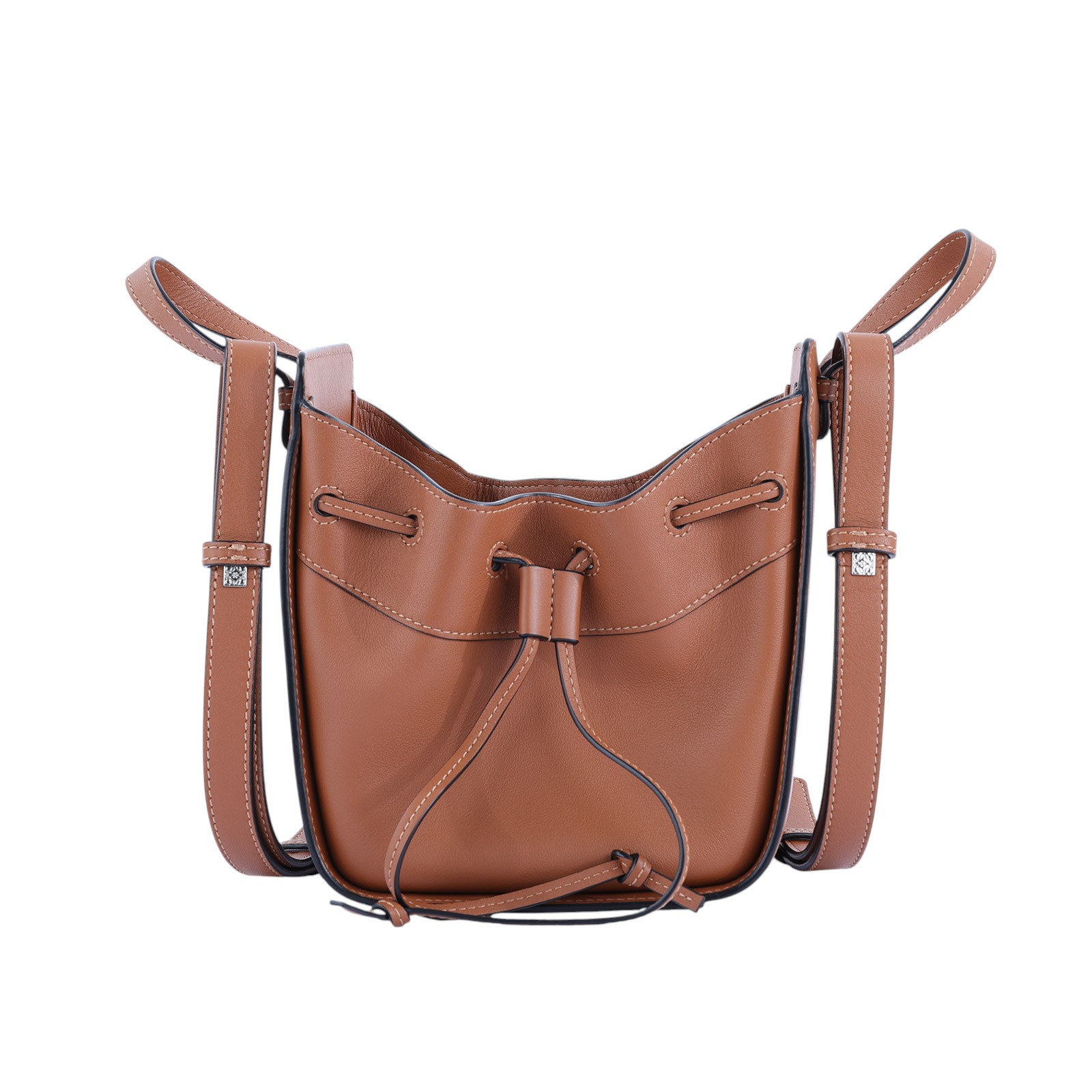 羅意威 LOEWE Mini Hammock drawstring 迷你 小牛皮 肩背 吊床包  棕 HAMMOCK MINI 無附屬品
