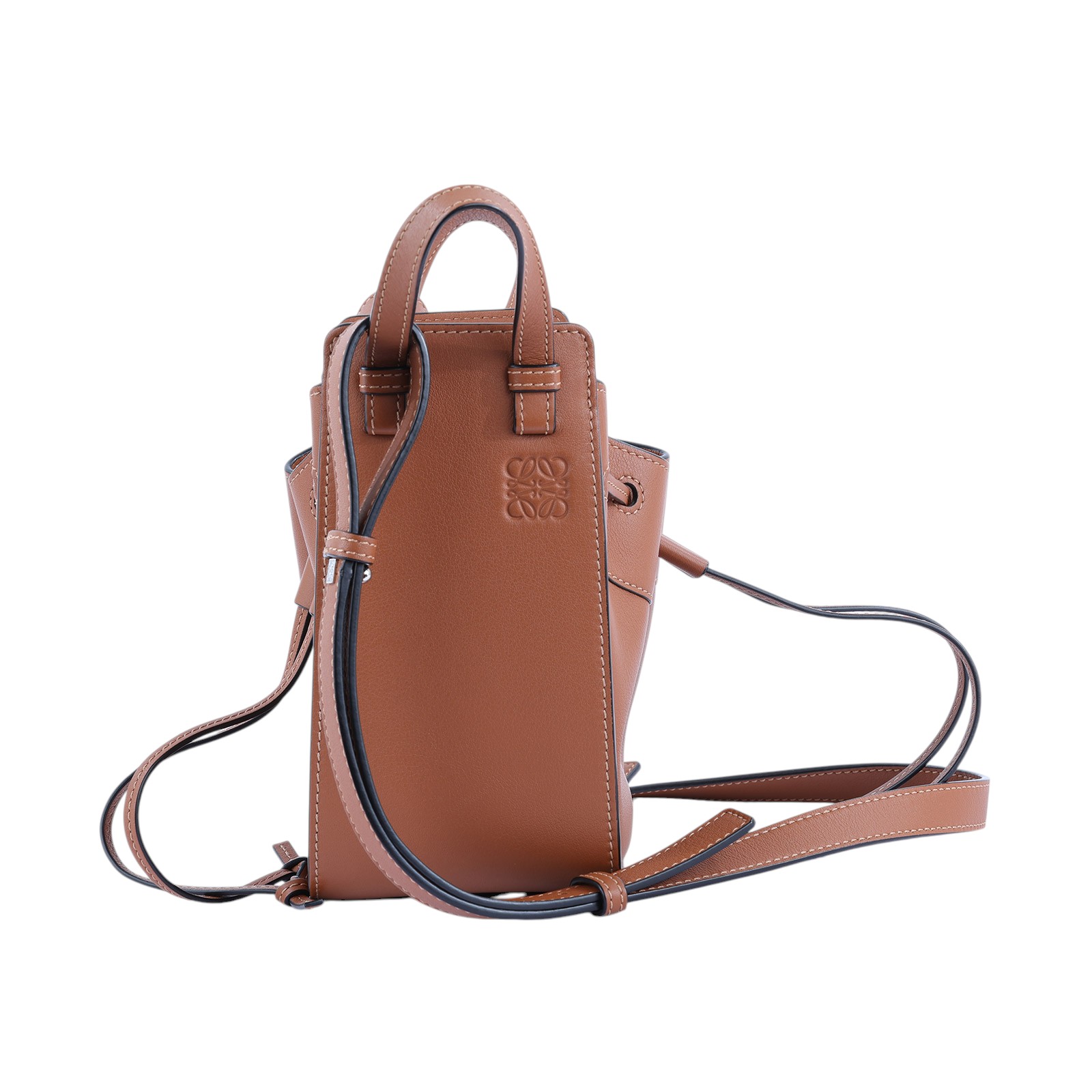 羅意威 LOEWE Mini Hammock drawstring 迷你 小牛皮 肩背 吊床包  棕 HAMMOCK MINI 無附屬品