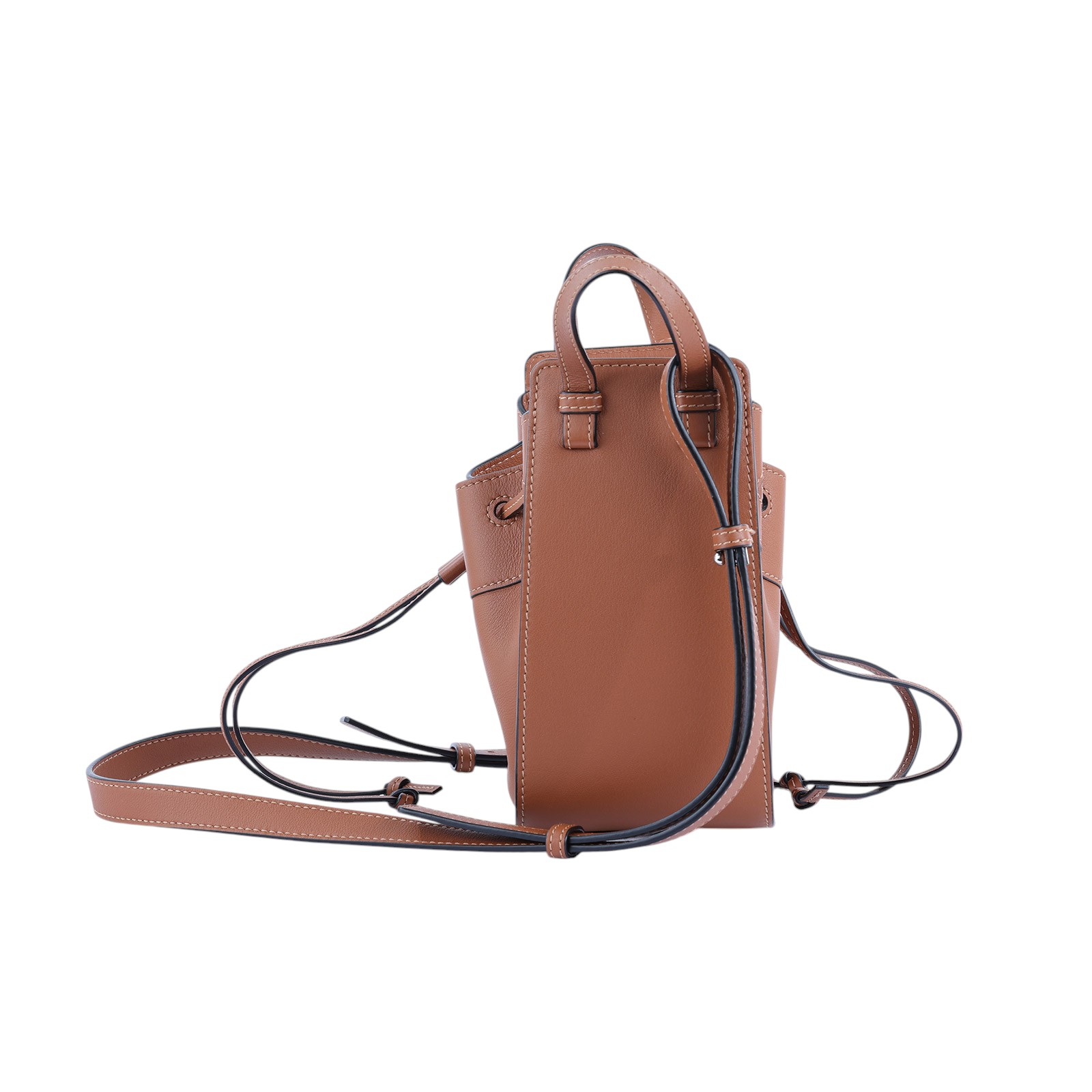 羅意威 LOEWE Mini Hammock drawstring 迷你 小牛皮 肩背 吊床包  棕 HAMMOCK MINI 無附屬品