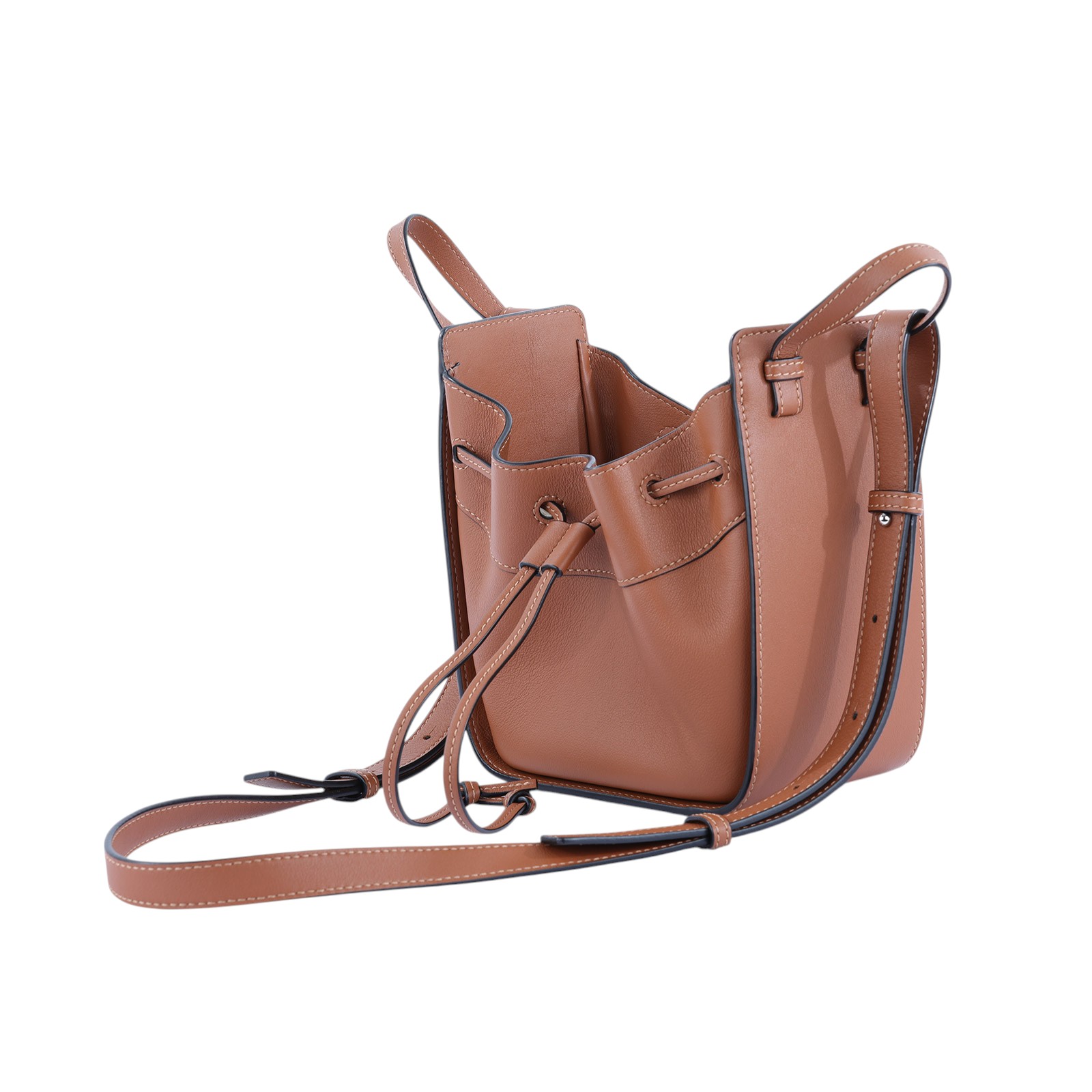 羅意威 LOEWE Mini Hammock drawstring 迷你 小牛皮 肩背 吊床包  棕 HAMMOCK MINI 無附屬品