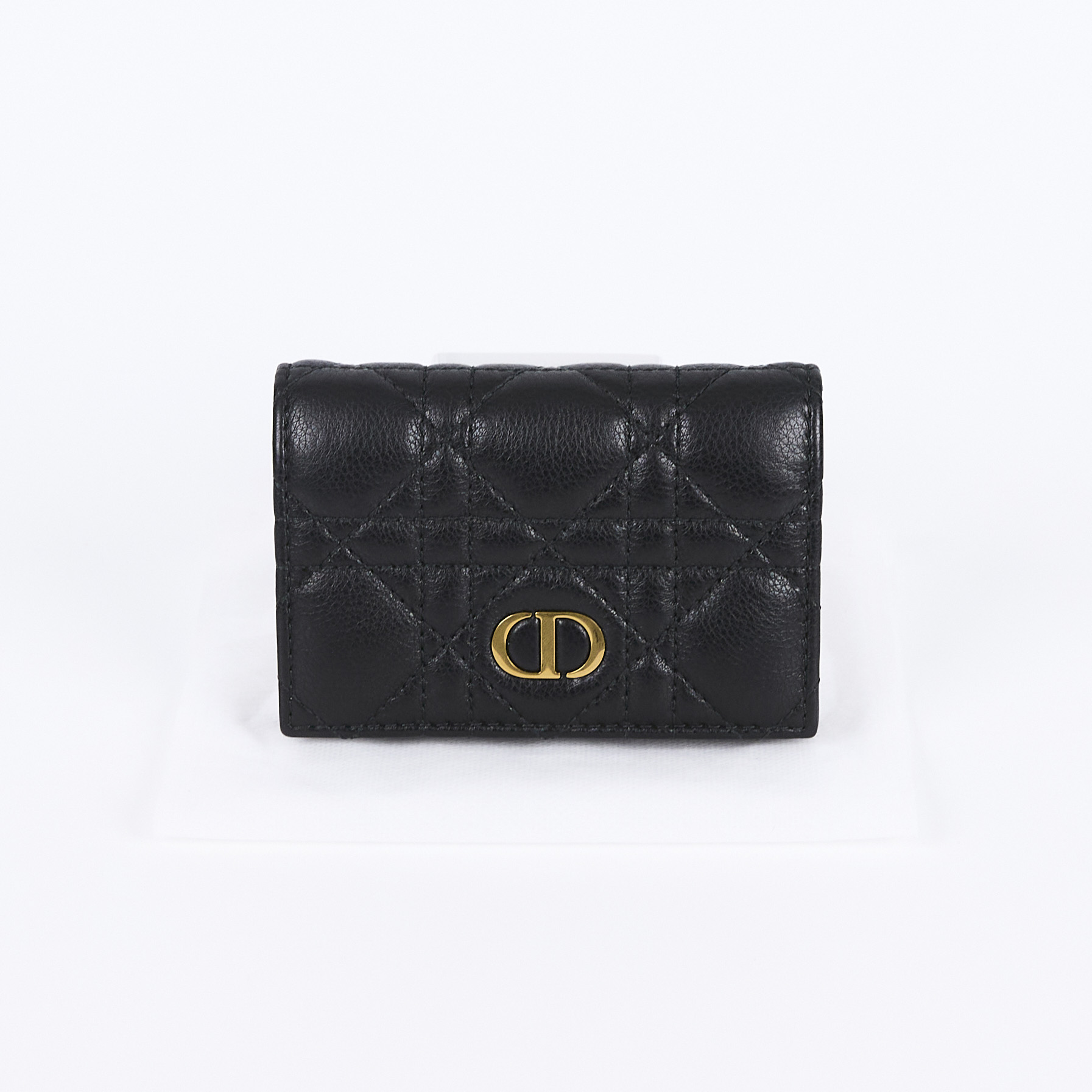 迪奧 CHRISTIAN DIOR Caro Glycine 短夾 錢包 小牛皮 S5132UWHC 黑CARO零錢包 無附屬品