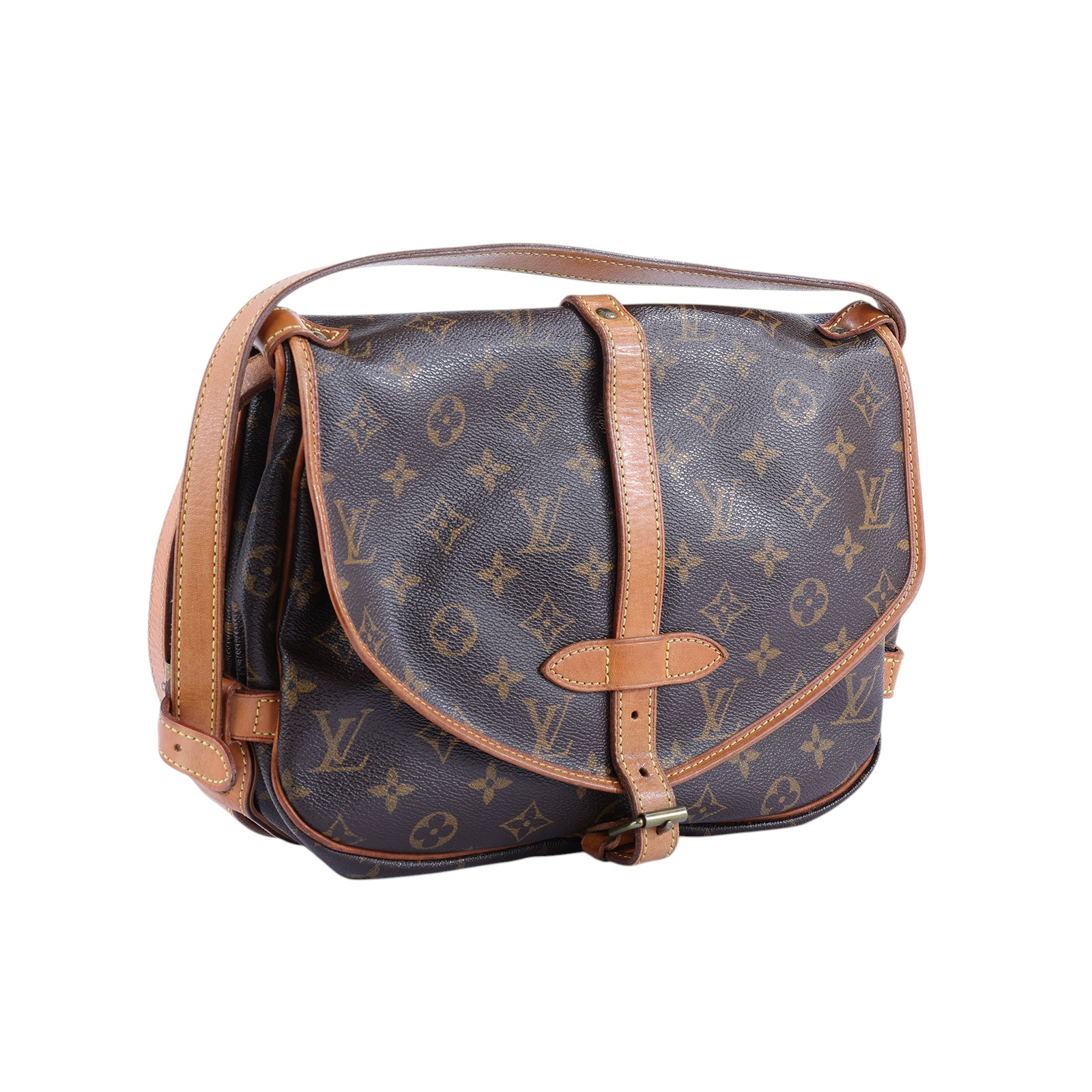路易威登 LOUIS VUITTON Saumur 30 馬鞍包 M42256 原花馬鞍包 無附屬品