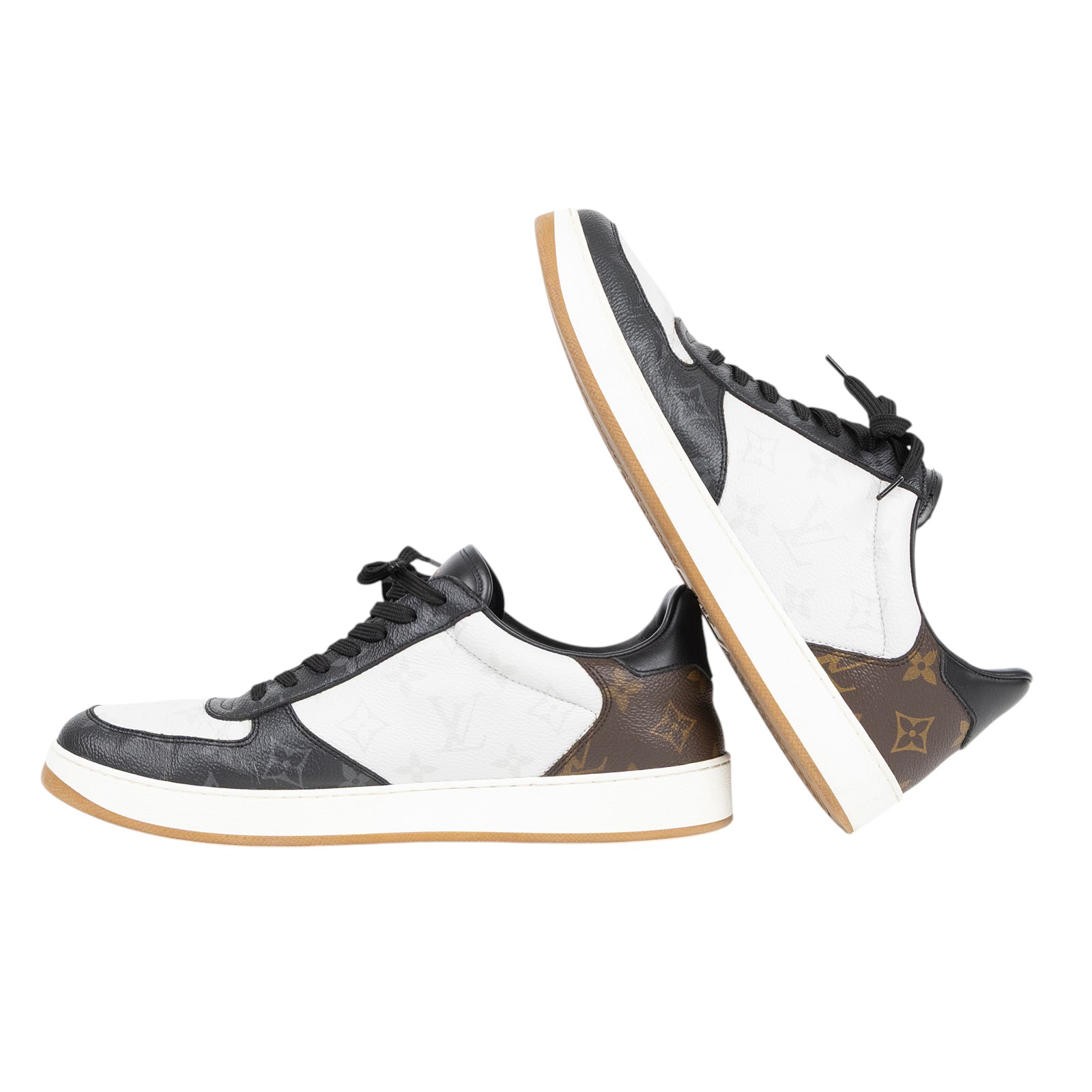 路易威登 LOUIS VUITTON Rivoli 運動鞋 1A8WG8 黑白棕原花運動鞋 原廠盒子