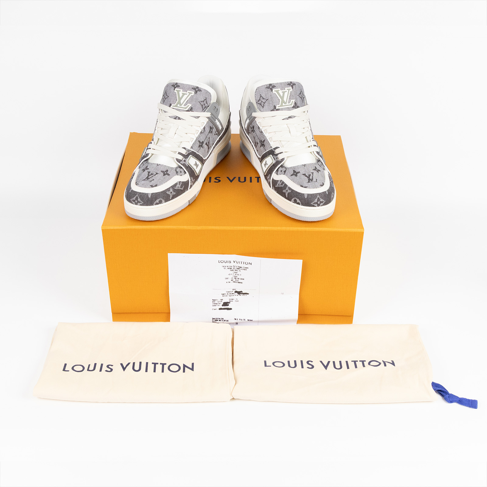 路易威登 LOUIS VUITTON LV Trainer 運動鞋 1ADHIL 灰牛仔原花Trainer鞋 原廠盒子/防塵袋/購買證明影本