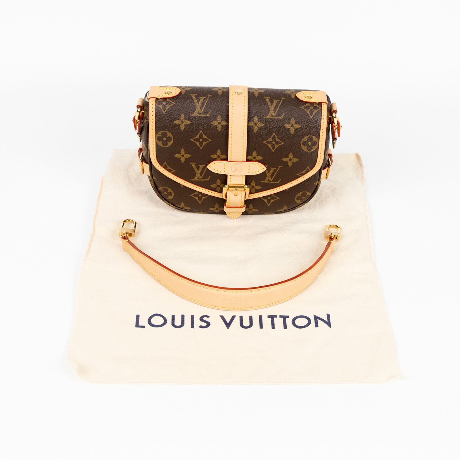 路易威登 LOUIS VUITTON Saumur BB  手提 馬鞍斜背包 M46740 晶片款 原花Saumur BB 防塵袋