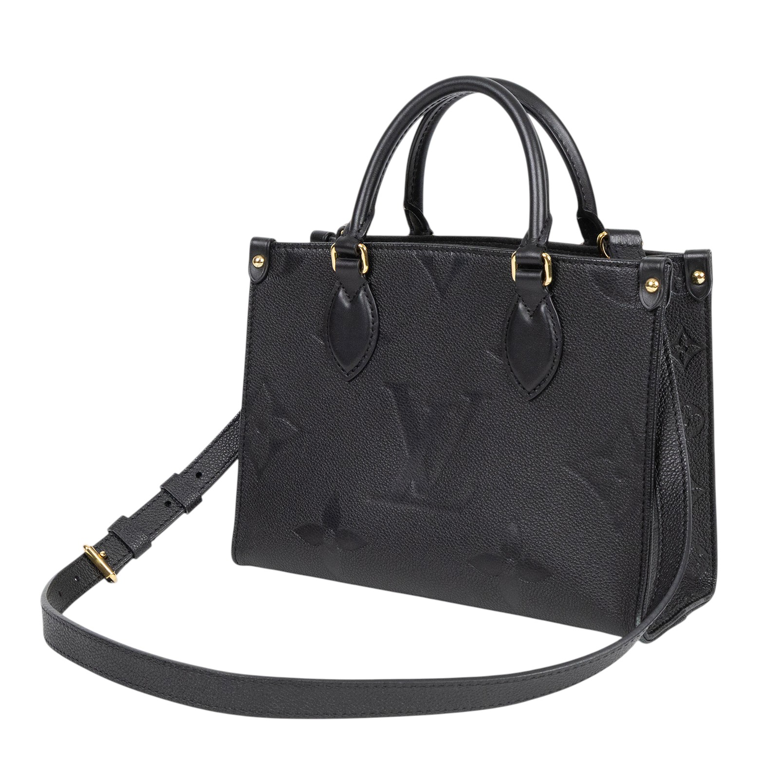 路易威登 LOUIS VUITTON OnTheGo PM 手提 肩背包 黑色 M45653 晶片款 黑原花壓紋ON THE GO PM 原廠盒子/防塵袋