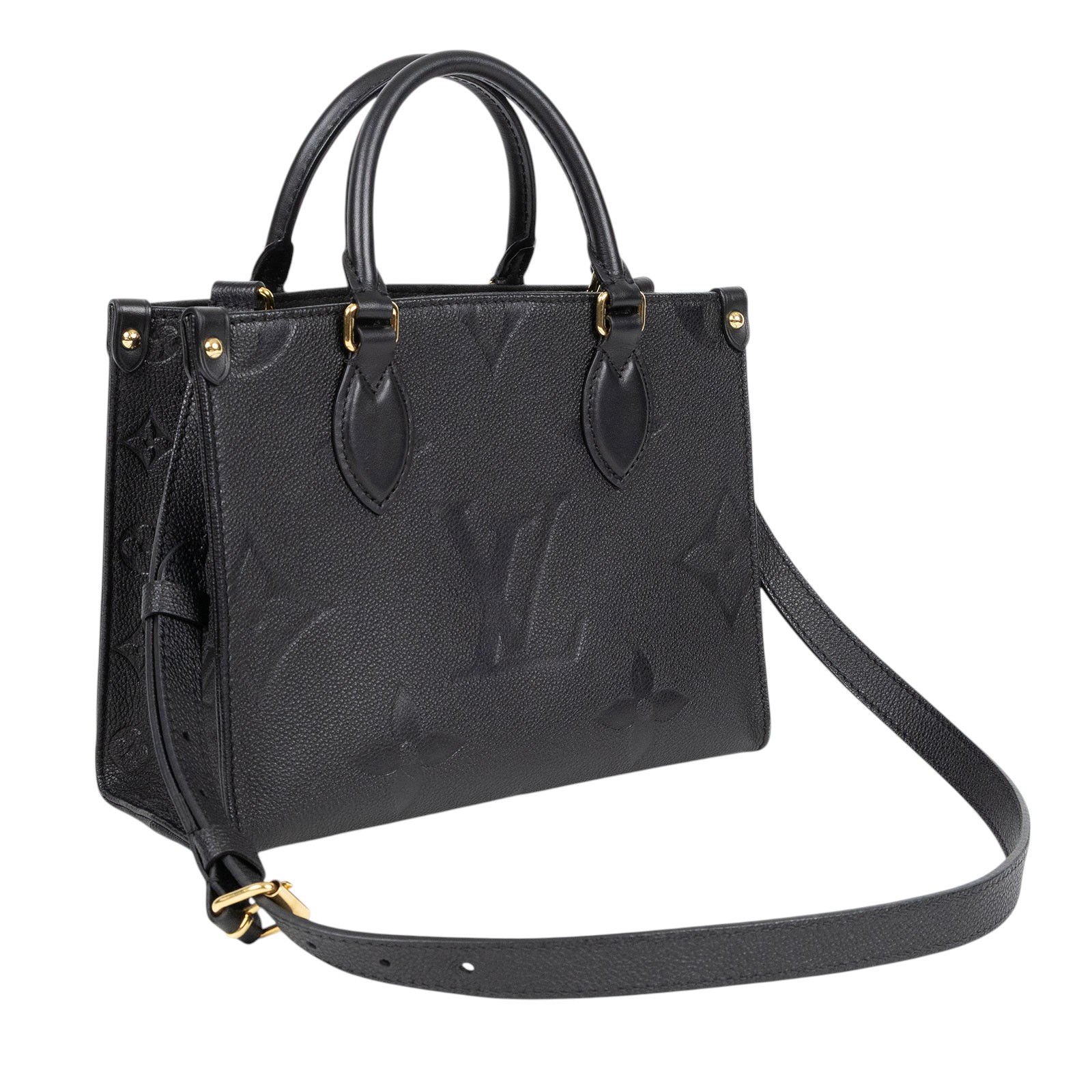 路易威登 LOUIS VUITTON OnTheGo PM 手提 肩背包 黑色 M45653 晶片款 黑原花壓紋ON THE GO PM 原廠盒子/防塵袋