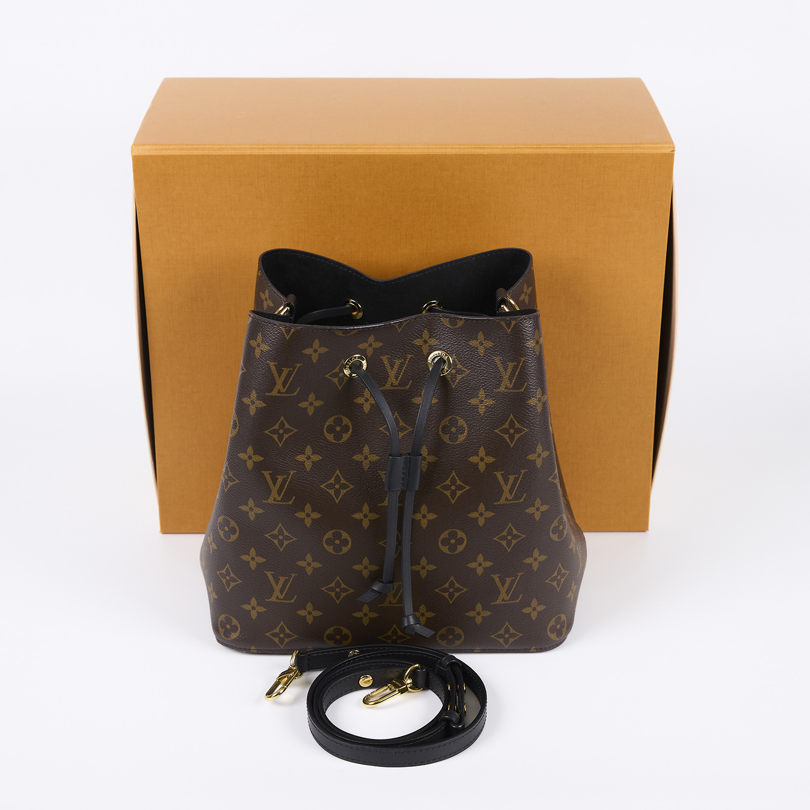 路易威登 LOUIS VUITTON NéoNoé MM 原花 束口水桶包 M44020 晶片款 黑原花NEONOE水桶包 原廠盒子