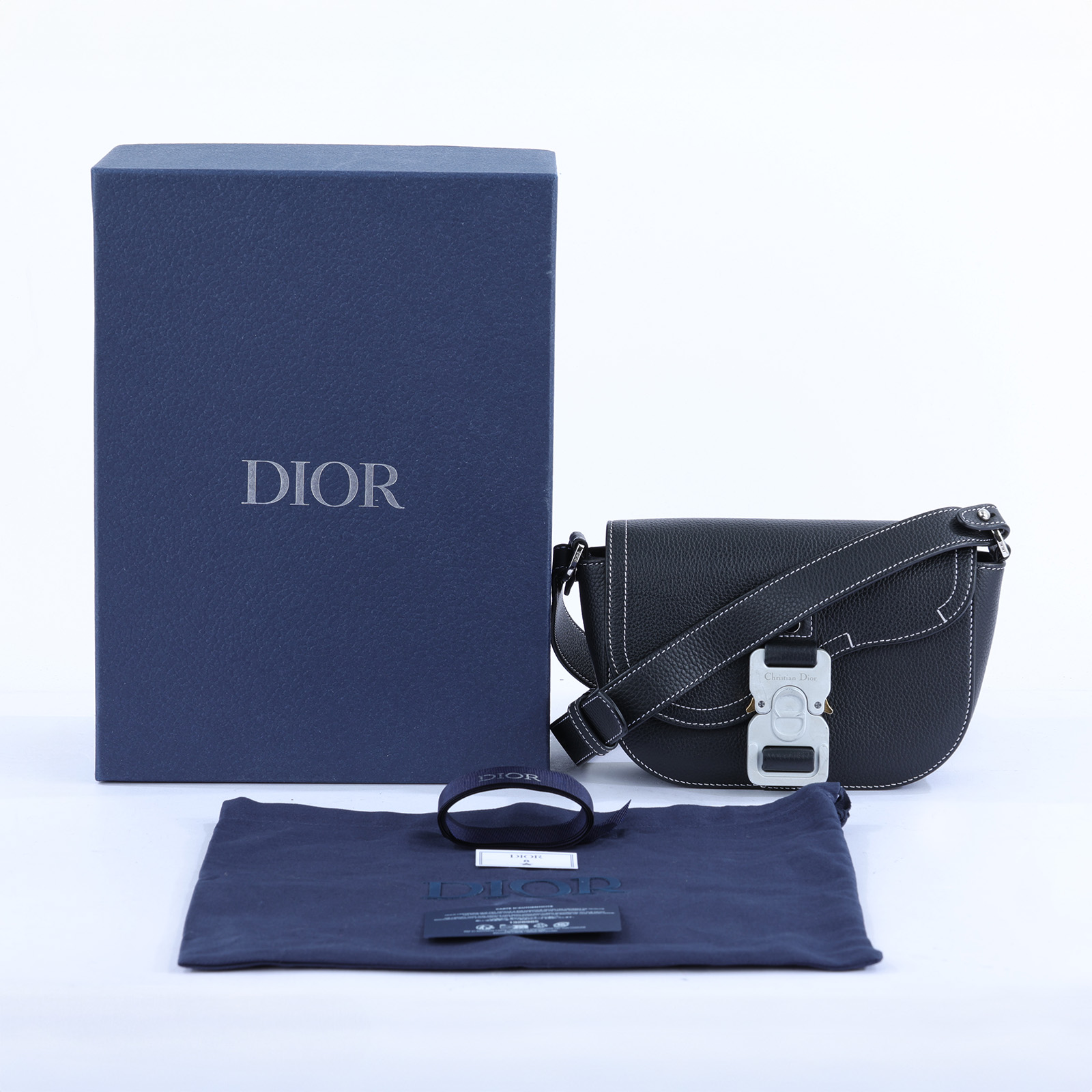 迪奧 CHRISTIAN DIOR Saddle 迷你 翻蓋 郵差包 2ADCA435YKK 黑Saddle迷你翻蓋郵差包 原廠盒子/防塵袋/購買證明