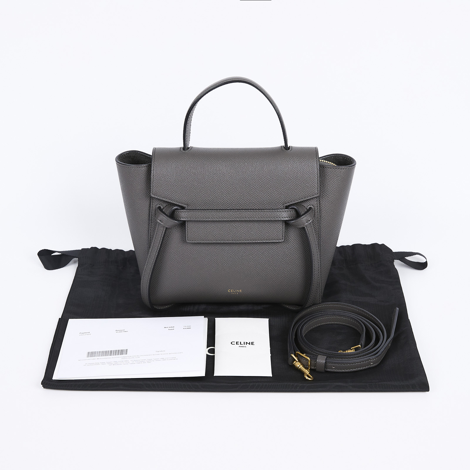 思琳 CELINE 珠地小牛皮 袖珍型 Belt 手袋 189003ZVA 鐵灰 BELT BAG鯰魚包NANO 防塵袋/購買證明