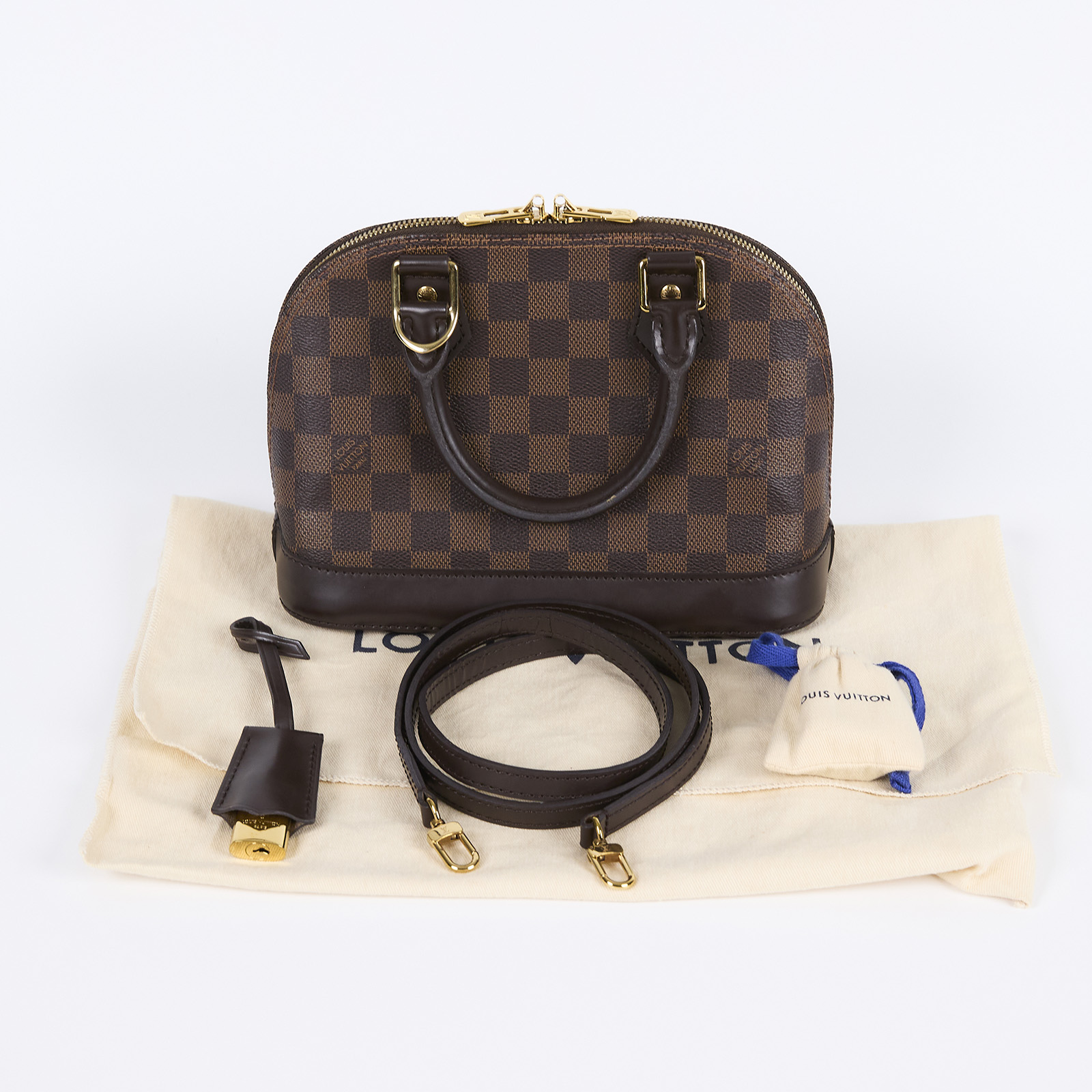 路易威登 LOUIS VUITTON Alma BB 貝殼包 棋盤格 Ebene帆布 N41221 棕棋盤ALMA BB 防塵袋/鎖組