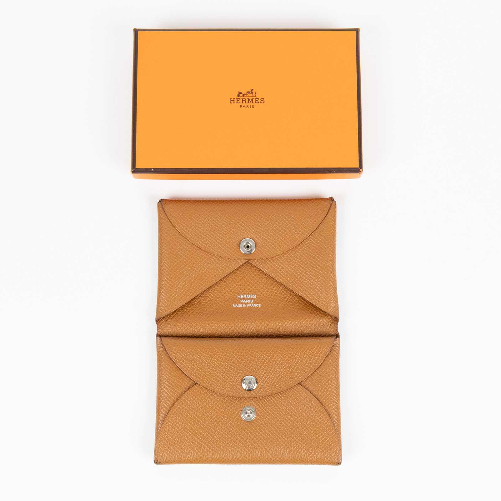 愛馬仕 Hermès Calvi Duo 卡包 CALD Z刻 金棕CALVI DUO 原廠盒子
