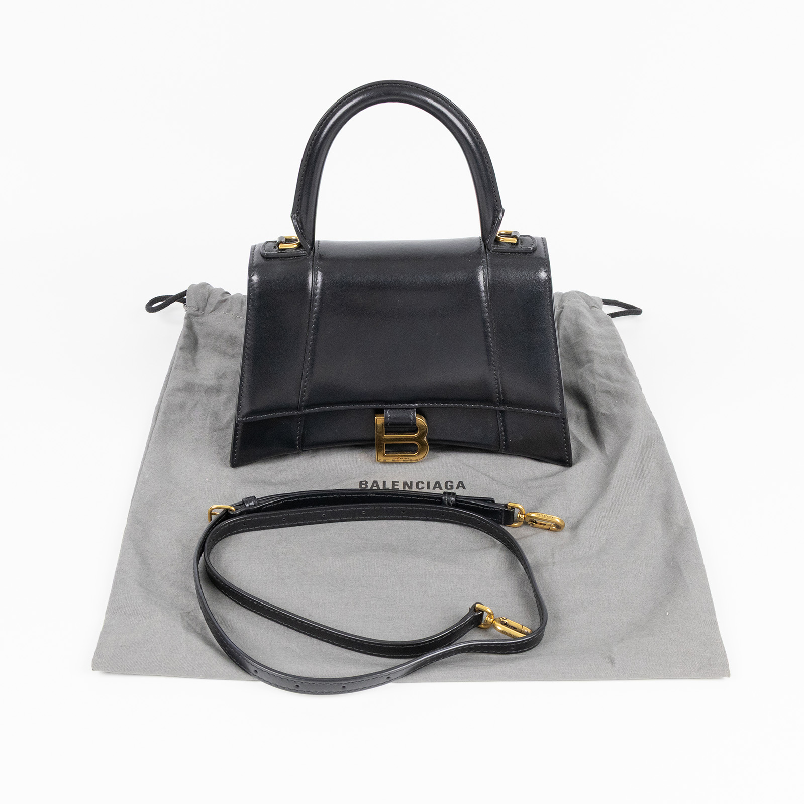 巴黎世家 BALENCIAGA Hourglass 手提包 小型 5935461QJ4M 黑沙漏包 HOURGLASS 防塵袋