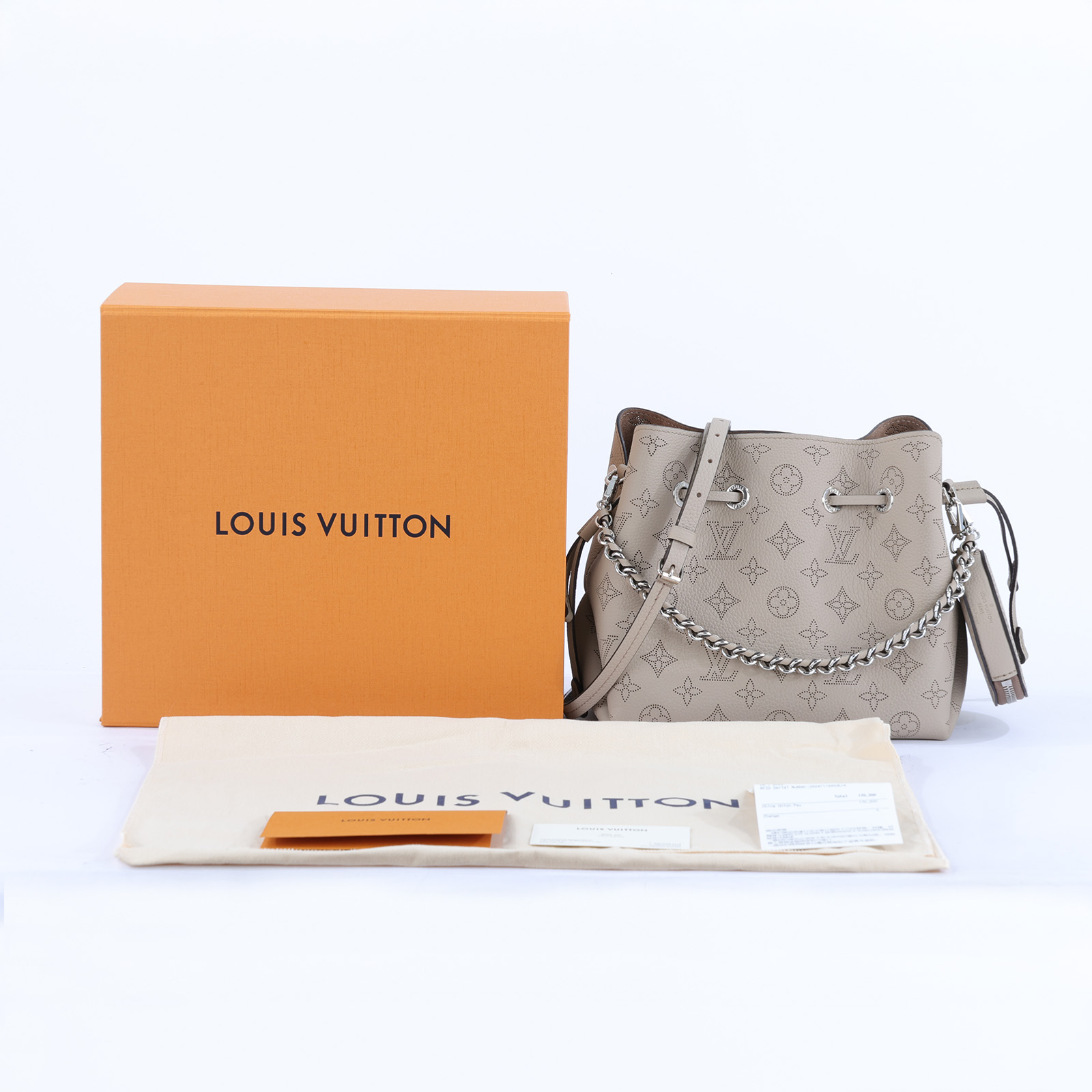 路易威登 LOUIS VUITTON Bella 水桶袋 手提包 灰色 M57201 晶片款 灰原花Bella Mahina水桶包 防塵袋/原廠盒子/購買證明