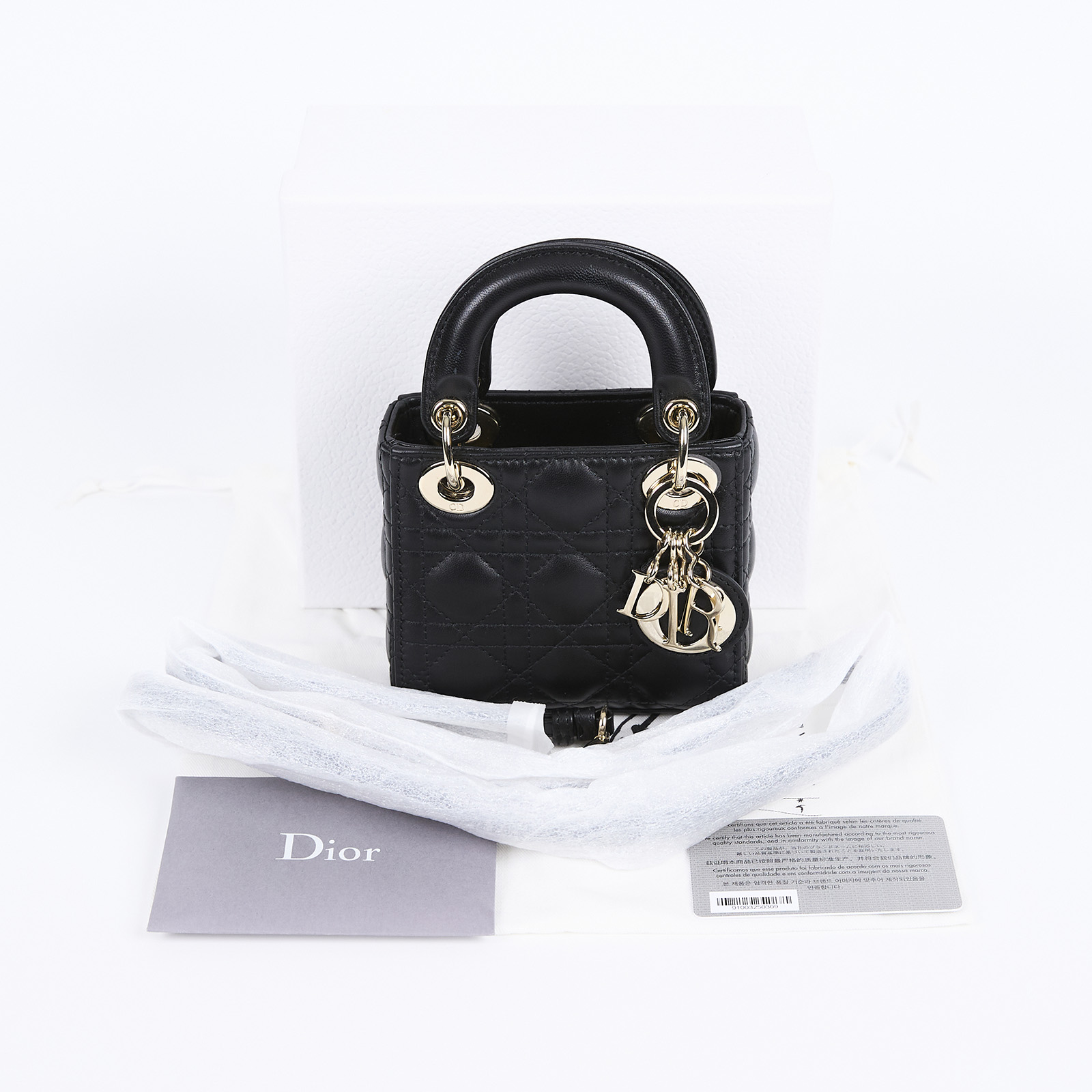 迪奧 CHRISTIAN DIOR Lady Dior 微型包 手提 肩背包 S0856ONGE 黑LADY DIOR MICRO 原廠盒子/防塵袋/保證卡