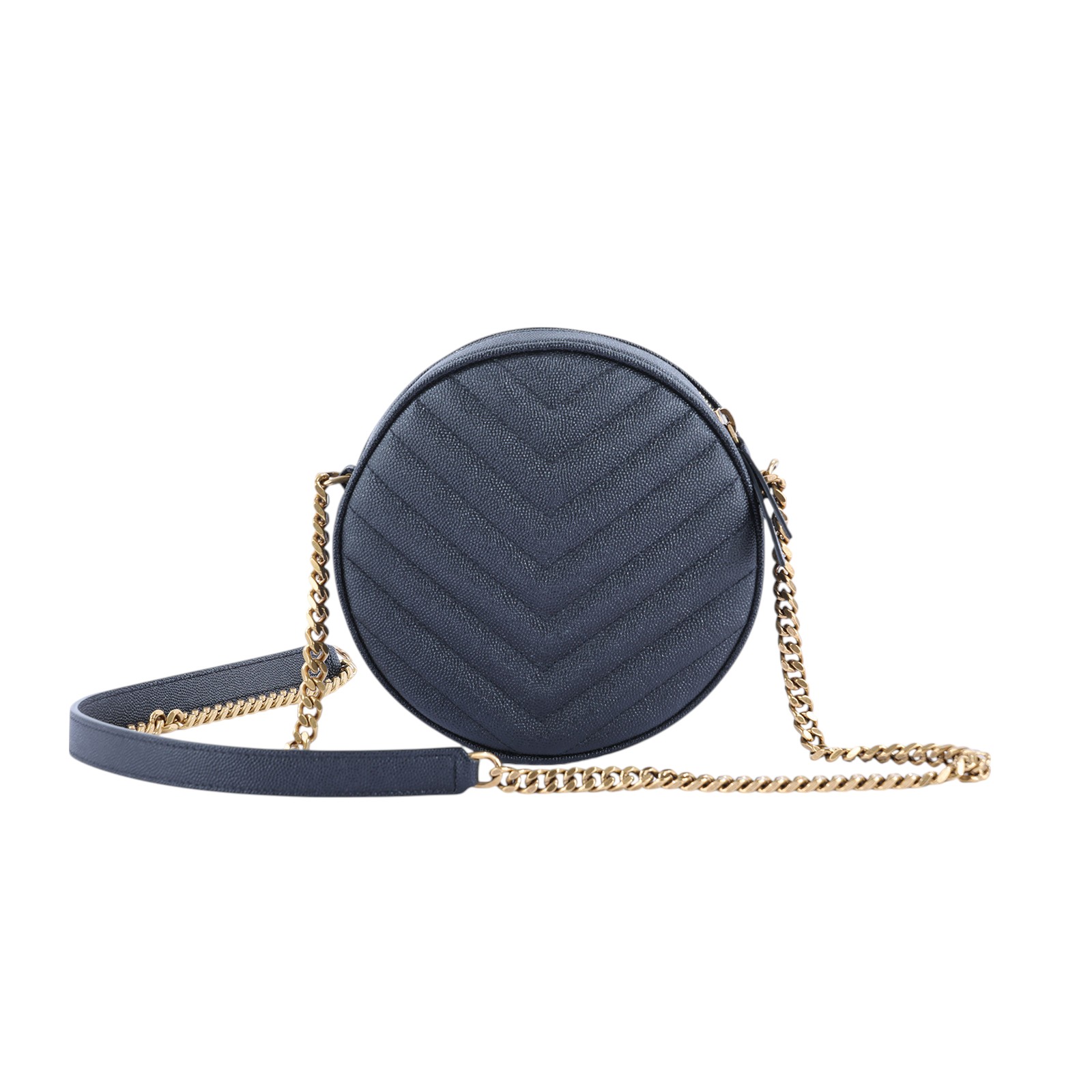 聖羅蘭 YSL SAINT LAURENT Vinyle 610436E9096 黑金魚子醬圓餅包 防塵袋