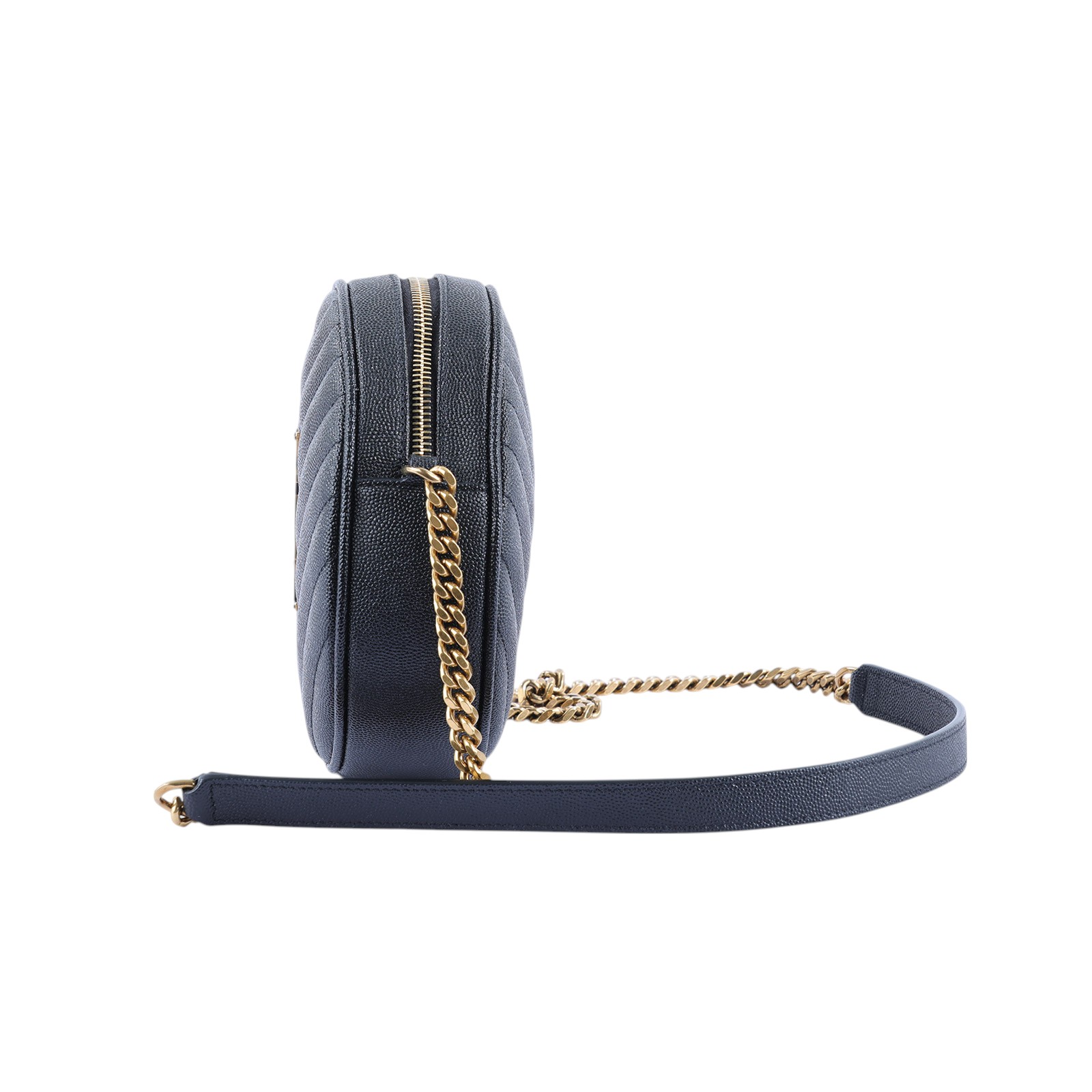 聖羅蘭 YSL SAINT LAURENT Vinyle 610436E9096 黑金魚子醬圓餅包 防塵袋