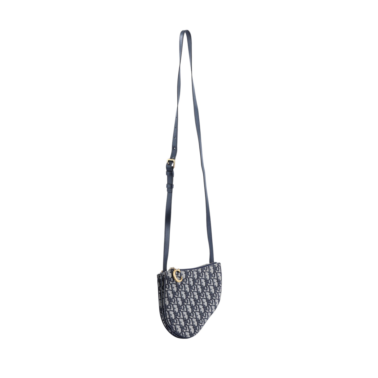 迪奧 CHRISTIAN DIOR Scarab 馬鞍包  藍老花Oblique Saddle三層馬鞍包 無附屬品