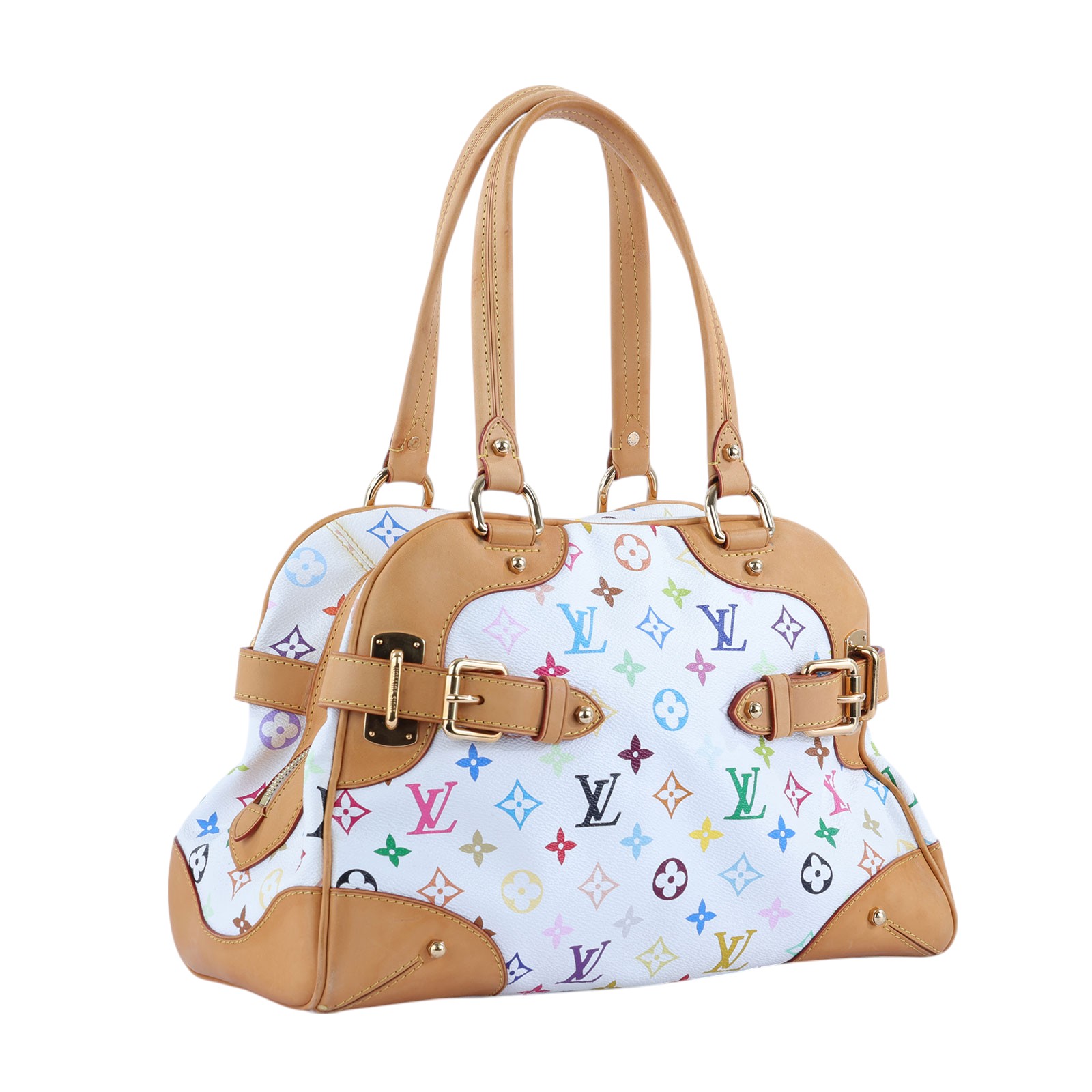 路易威登 LOUIS VUITTON LV x TM 村上隆聯名 Claudia Multicolore 保齡球包 M40193 白村上隆三彩保齡球包 防塵袋
