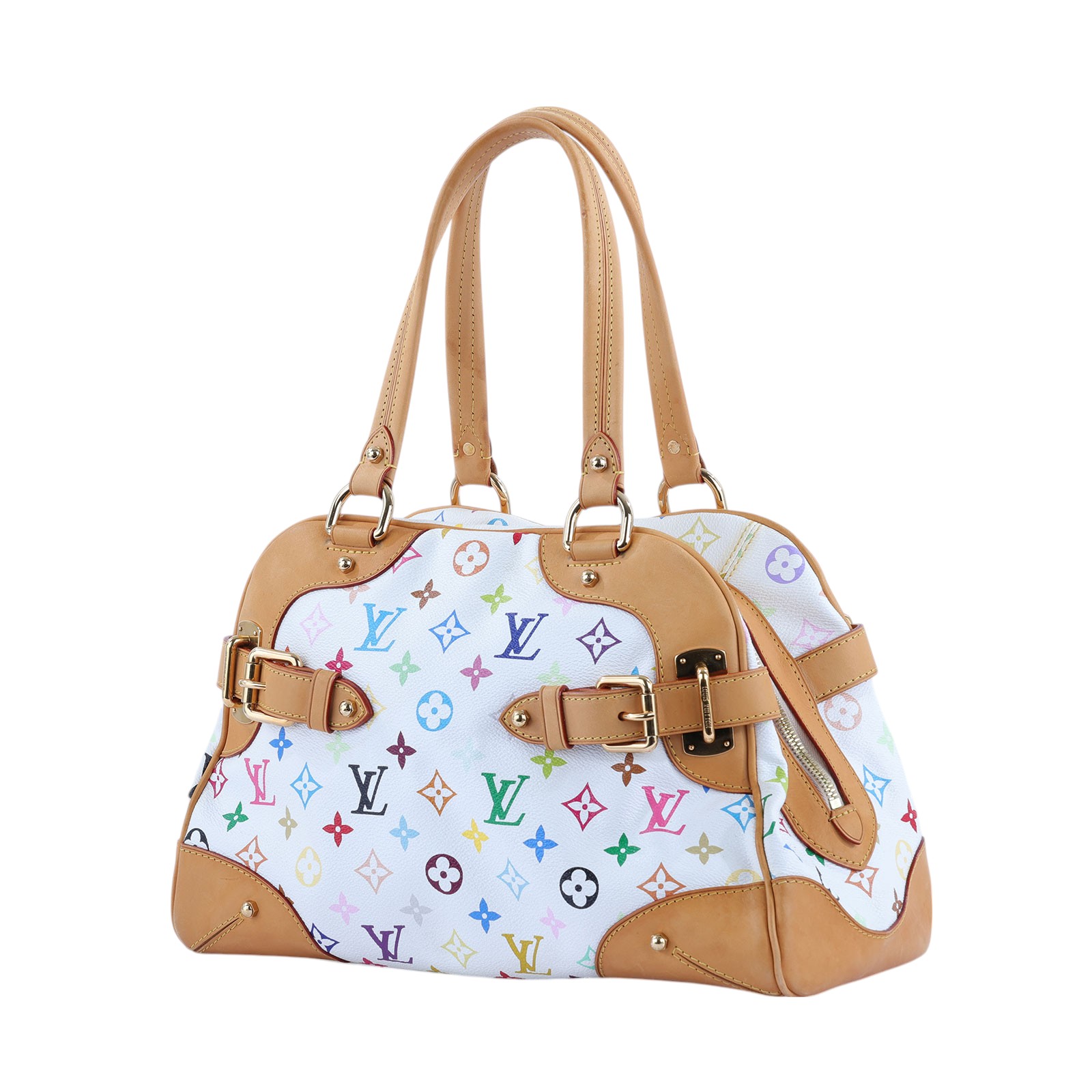 路易威登 LOUIS VUITTON LV x TM 村上隆聯名 Claudia Multicolore 保齡球包 M40193 白村上隆三彩保齡球包 防塵袋