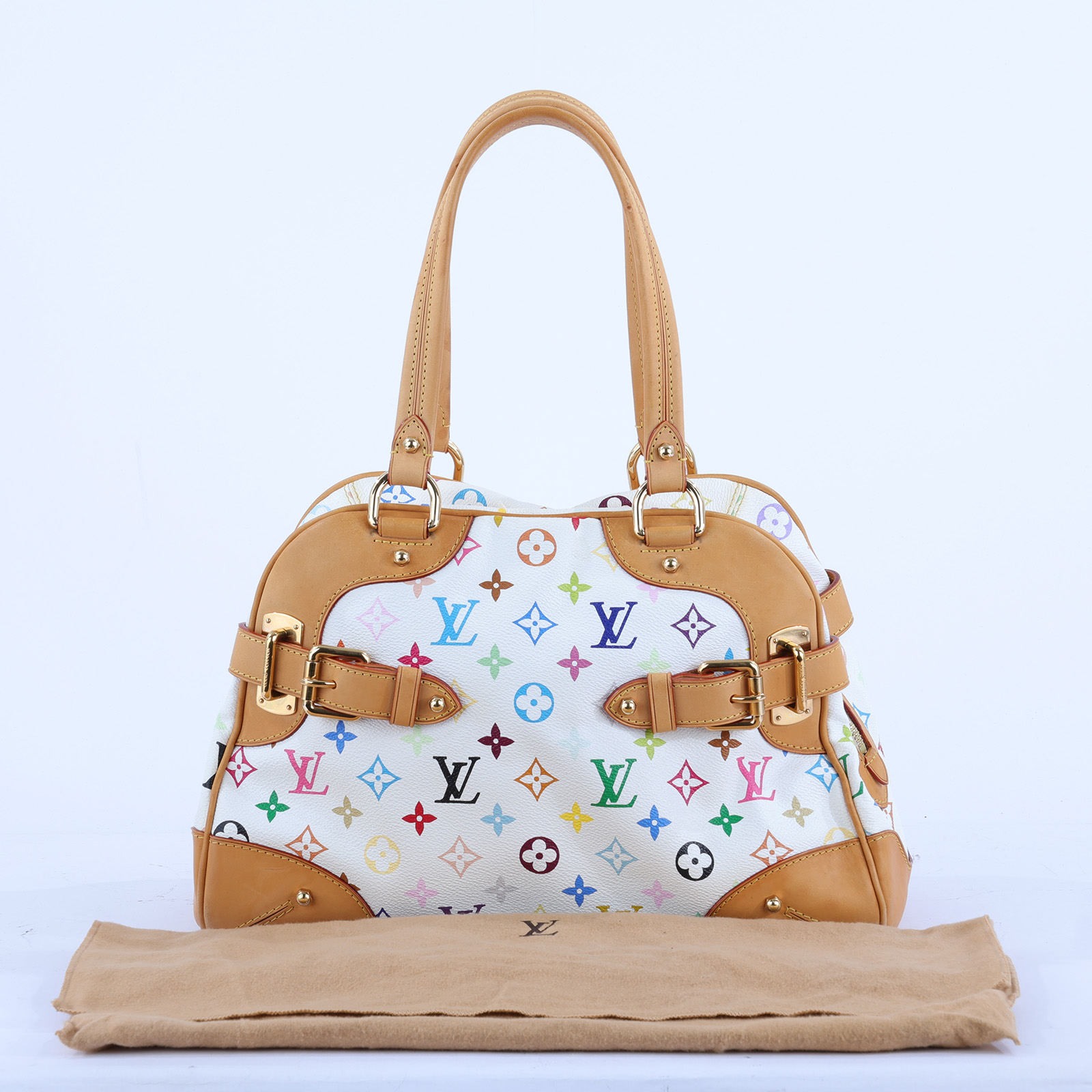 路易威登 LOUIS VUITTON LV x TM 村上隆聯名 Claudia Multicolore 保齡球包 M40193 白村上隆三彩保齡球包 防塵袋