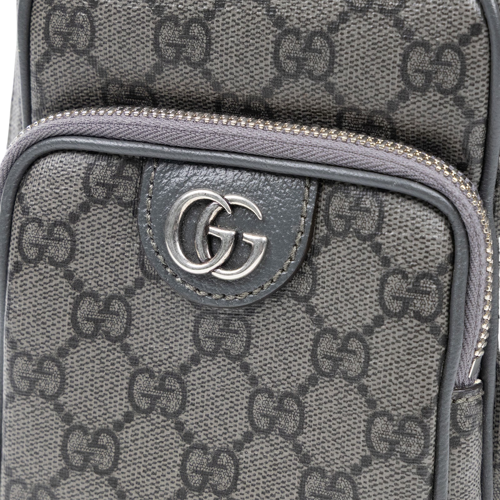 古馳 GUCCI Ophidia GG 直式雙拉鍊 胸包 752565 灰直式雙G雙拉鍊斜背手機包 原廠盒子/防塵袋