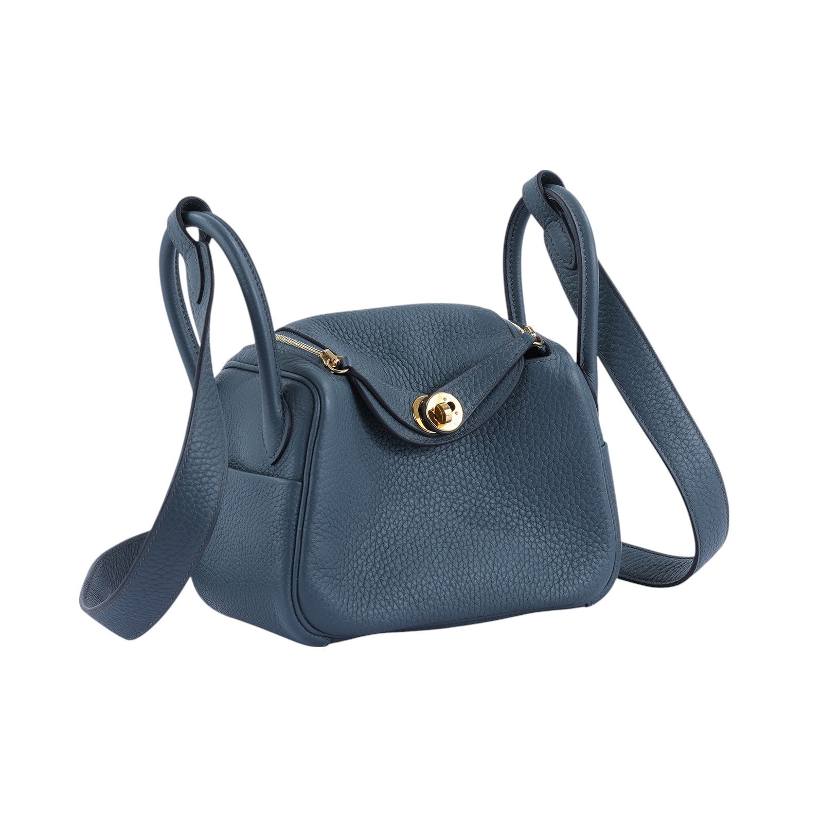 愛馬仕 Hermès Lindy 琳迪包 迷你 LDM Z刻 風暴藍金扣LINDY MINI 防塵袋/原廠盒子
