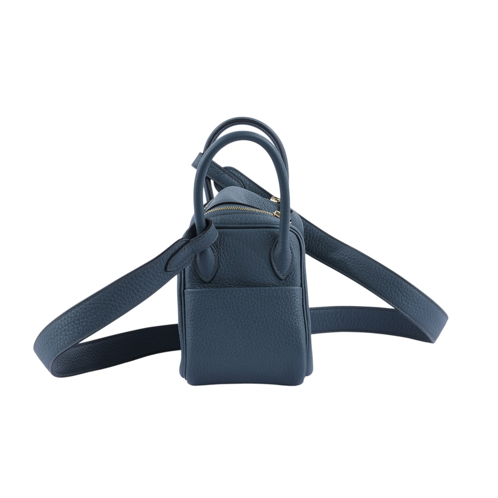 愛馬仕 Hermès Lindy 琳迪包 迷你 LDM Z刻 風暴藍金扣LINDY MINI 防塵袋/原廠盒子