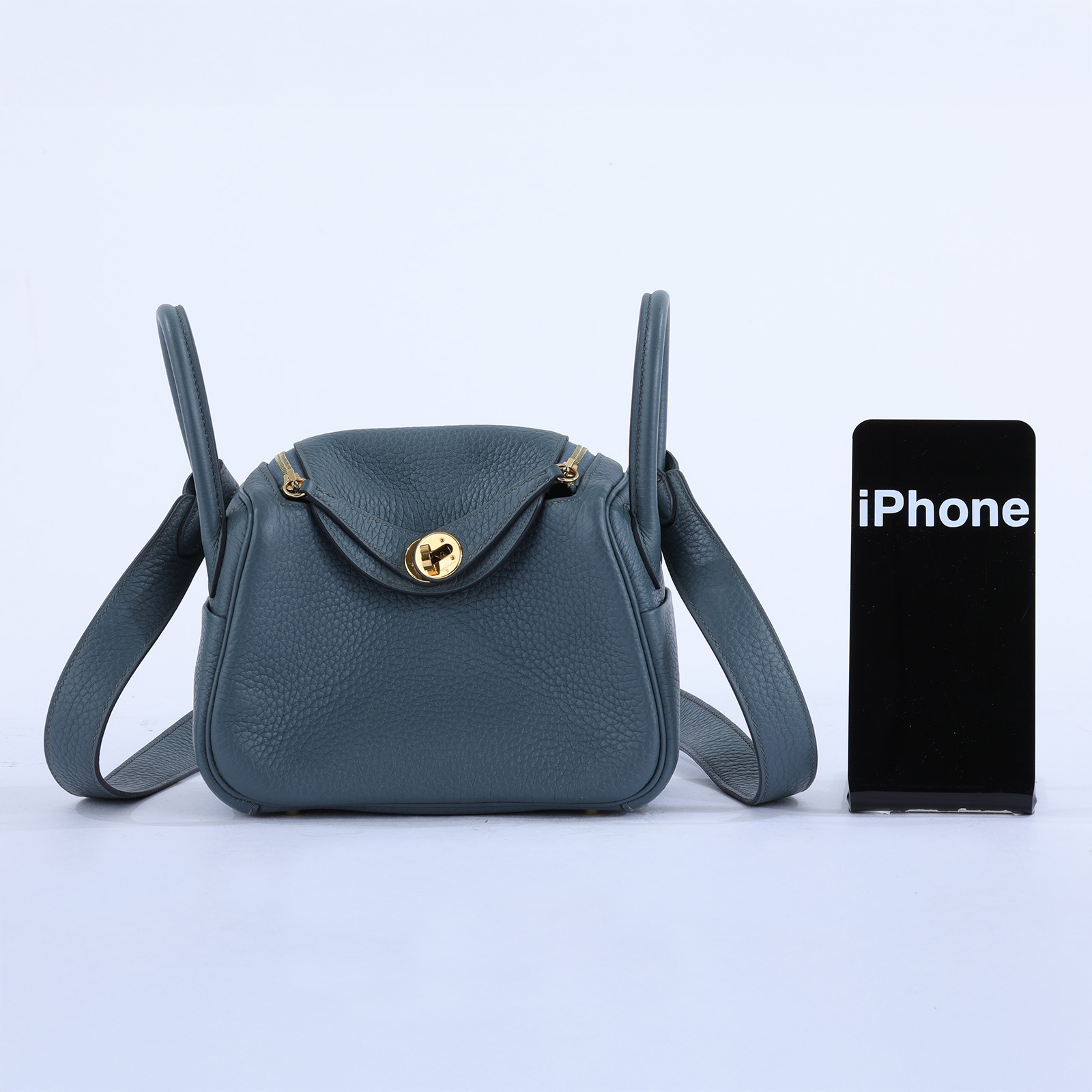 愛馬仕 Hermès Lindy 琳迪包 迷你 LDM Z刻 風暴藍金扣LINDY MINI 防塵袋/原廠盒子
