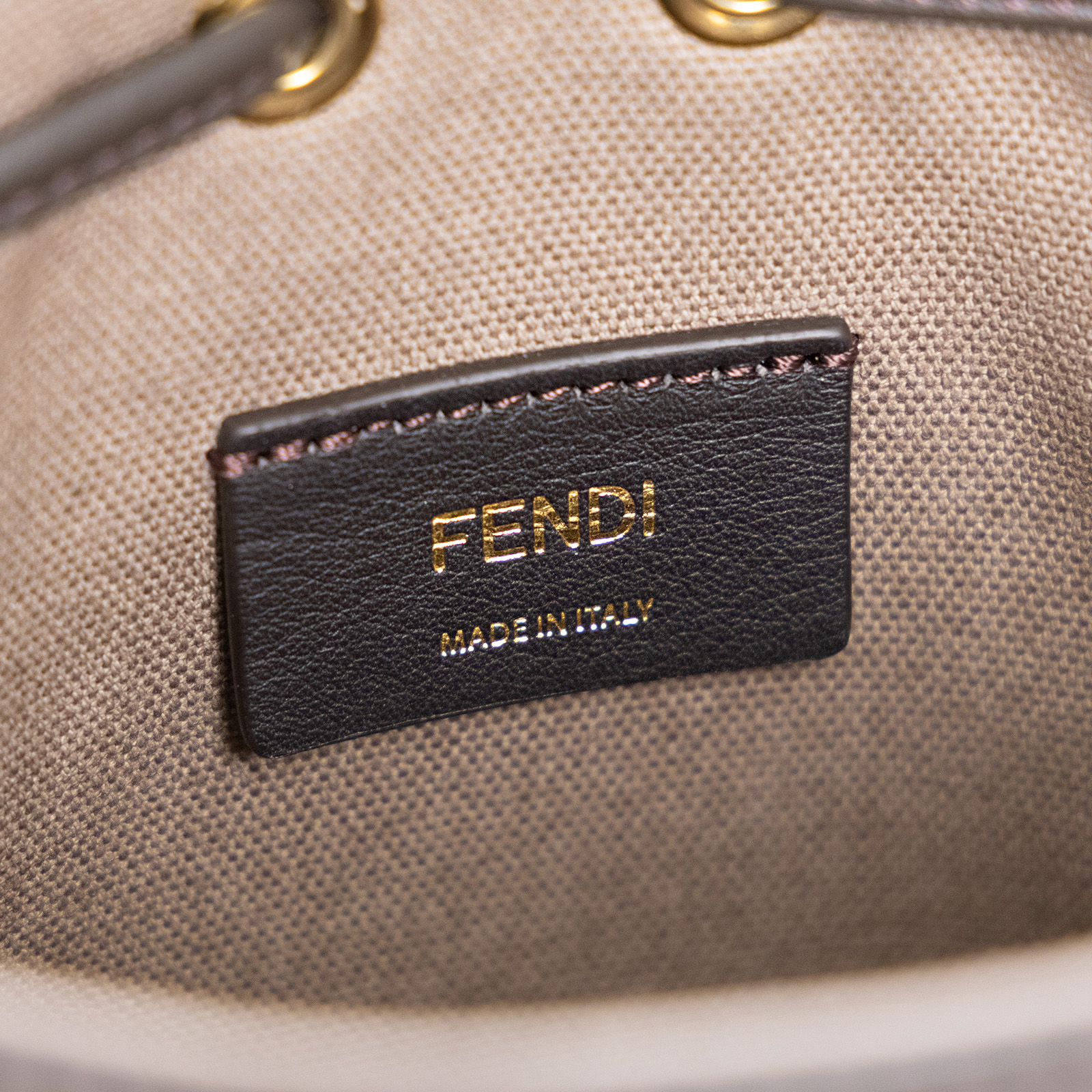 芬迪 FENDI Mon Tresor 皮革 迷你 手袋 8BS010APKE 咖帆布MINI Mon Tresor 原廠盒子/防塵袋