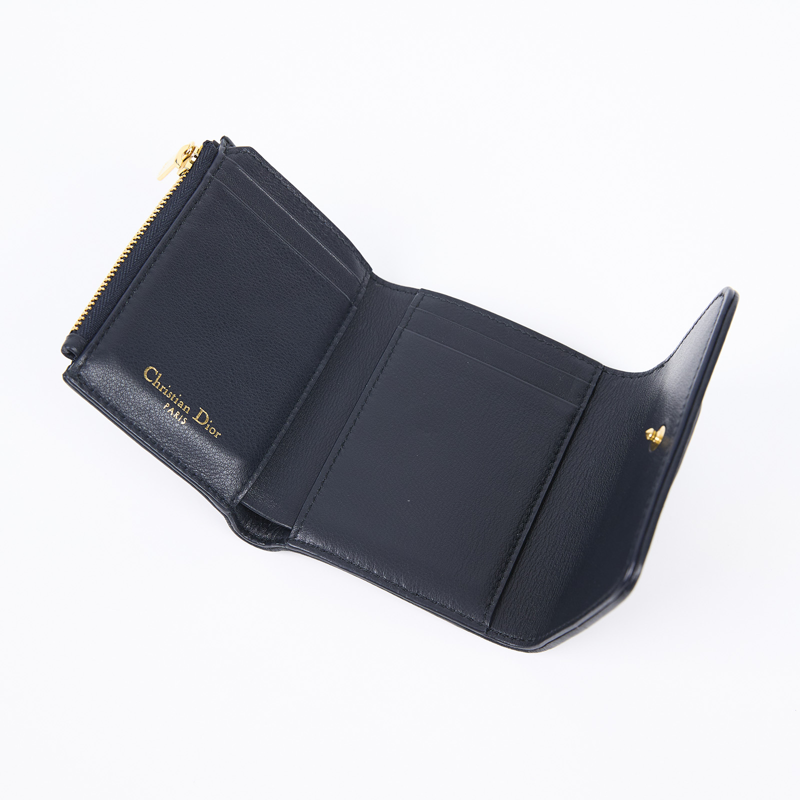 迪奧 CHRISTIAN DIOR Montaigne MM S2057UTZQ 藍緹花短夾 原廠盒子/防塵袋