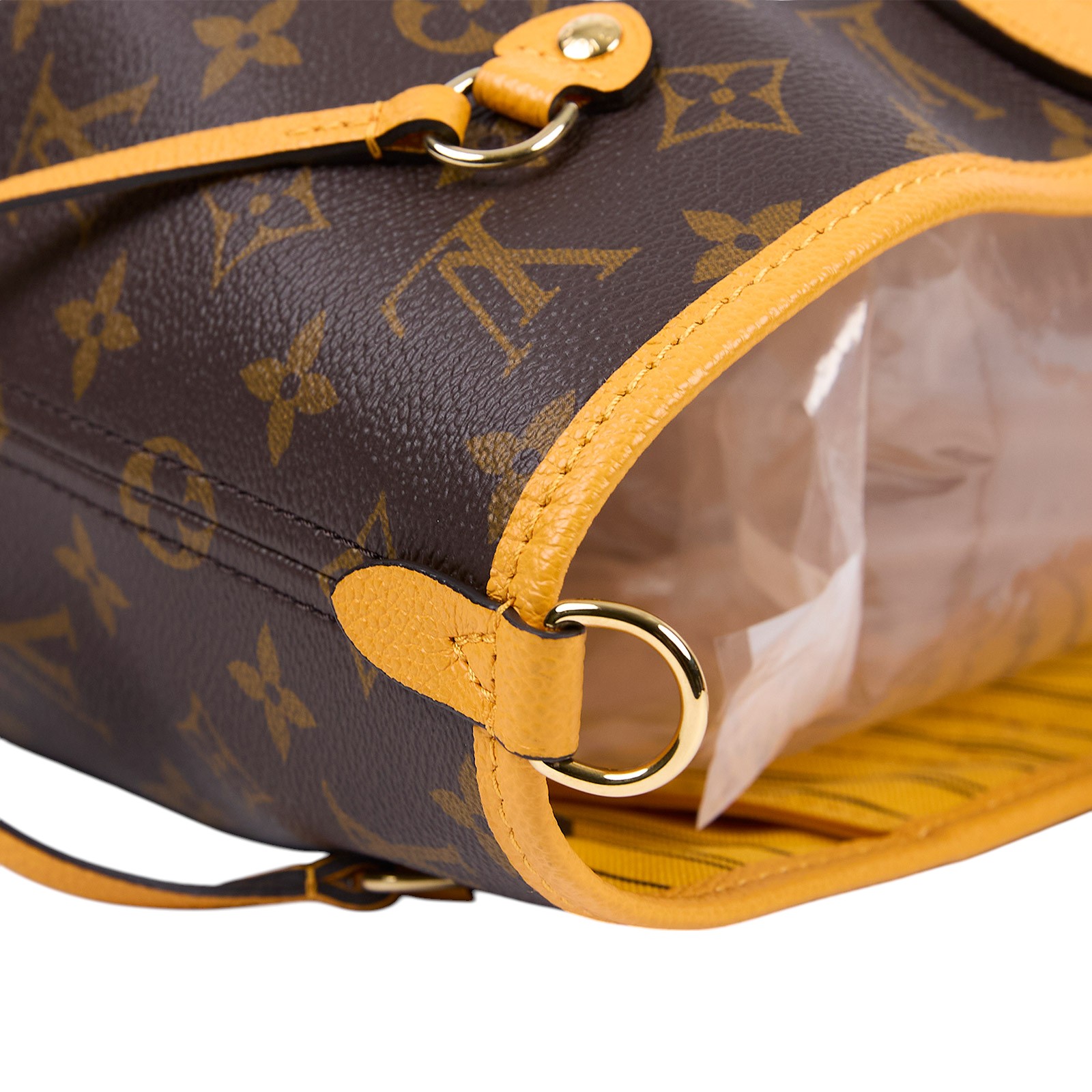 路易威登 LOUIS VUITTON 新款雙面設計 Neverfull Bandoulière Inside Out MM 芥末黃色 M12779 晶片款  原廠盒子/防塵袋/購買證明影本/背帶