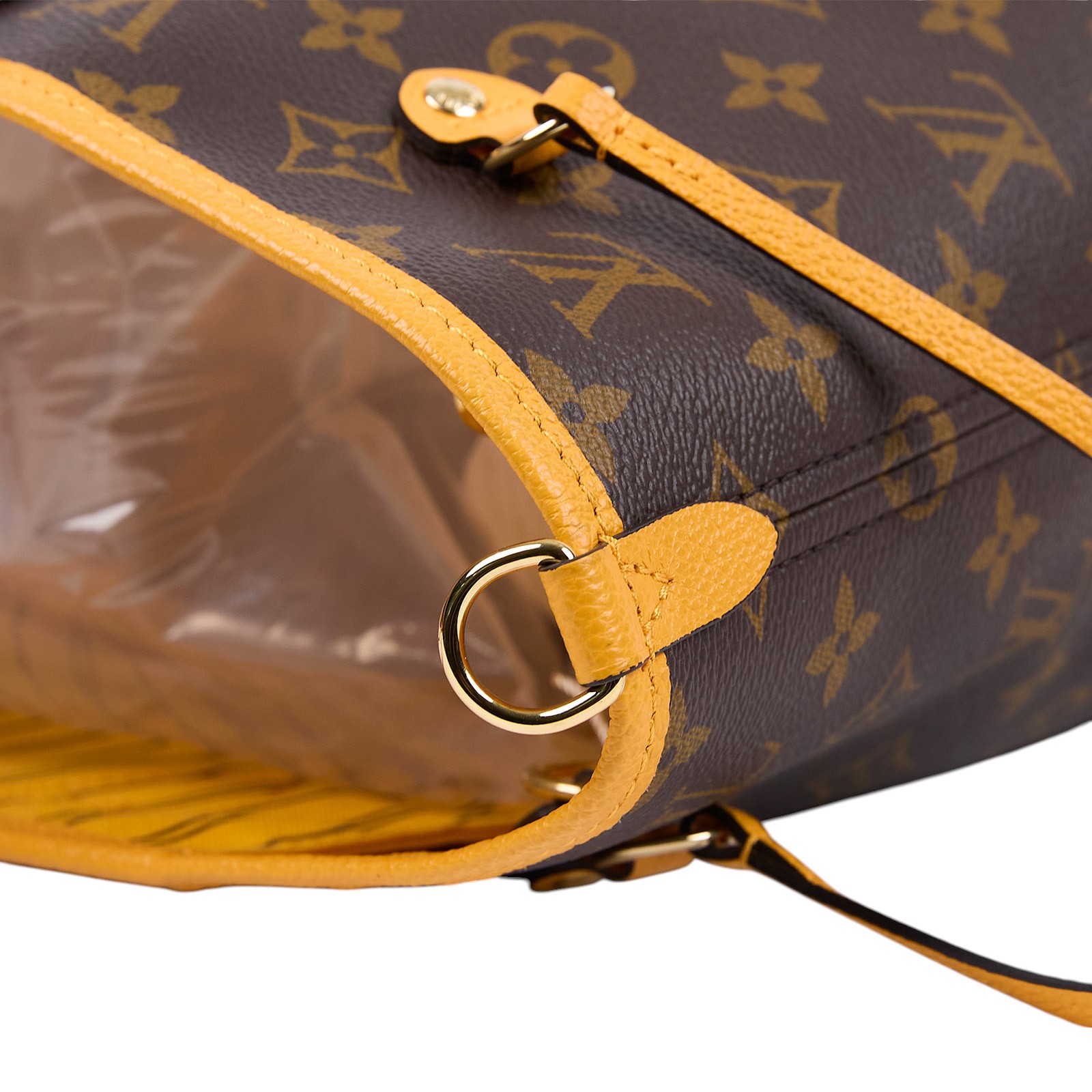 路易威登 LOUIS VUITTON 新款雙面設計 Neverfull Bandoulière Inside Out MM 芥末黃色 M12779 晶片款  原廠盒子/防塵袋/購買證明影本/背帶