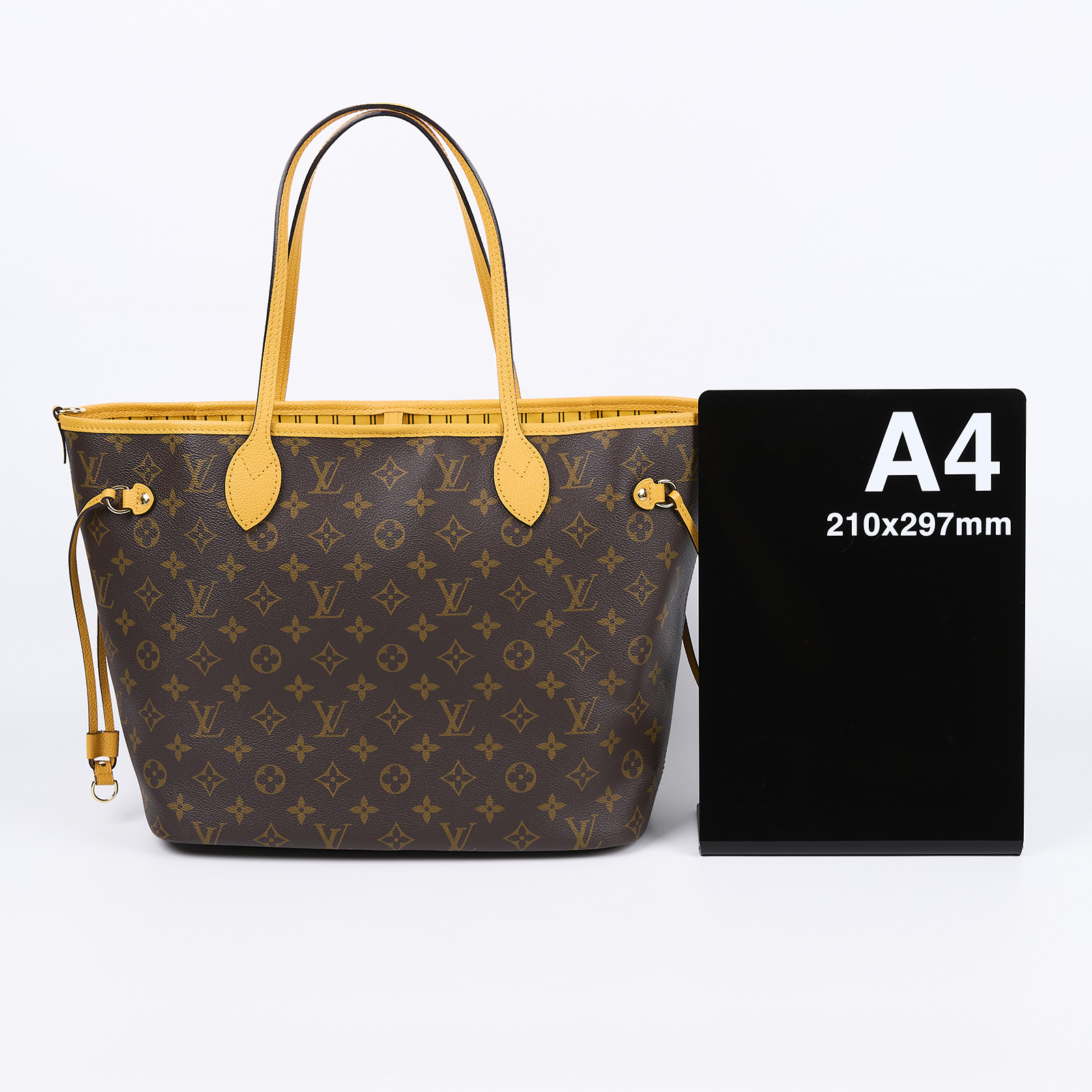 路易威登 LOUIS VUITTON 新款雙面設計 Neverfull Bandoulière Inside Out MM 芥末黃色 M12779 晶片款  原廠盒子/防塵袋/購買證明影本/背帶