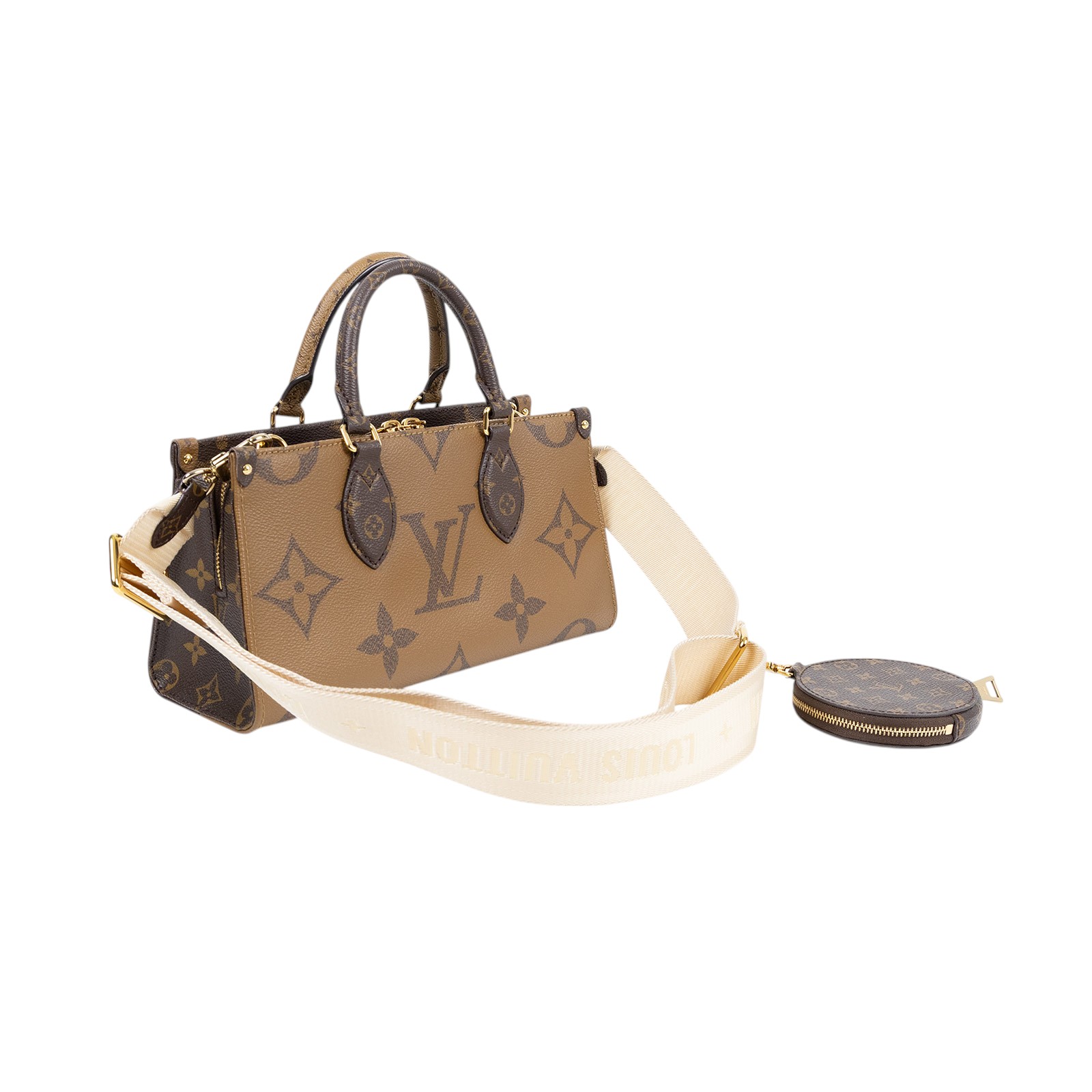 路易威登 LOUIS VUITTON OnTheGo East West 皮革飾邊 經典帆布 手提 斜背包 M46653 晶片款  原廠盒子/防塵袋/購買證明/背帶/內袋
