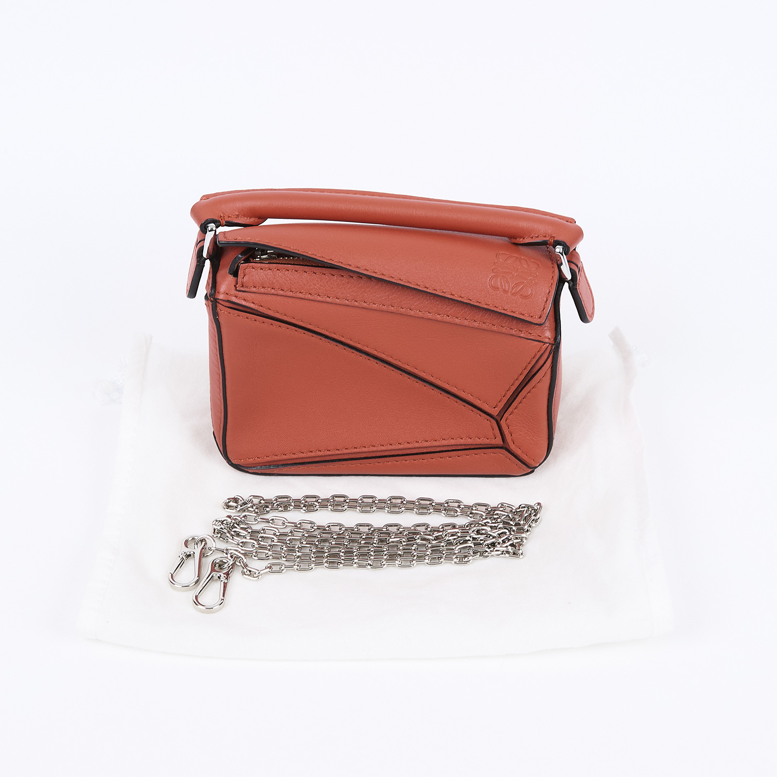 羅意威 LOEWE Nano Puzzle bag 手拿 肩背 斜背包 A510U98X01 橘NANO PUZZLE 鍊帶