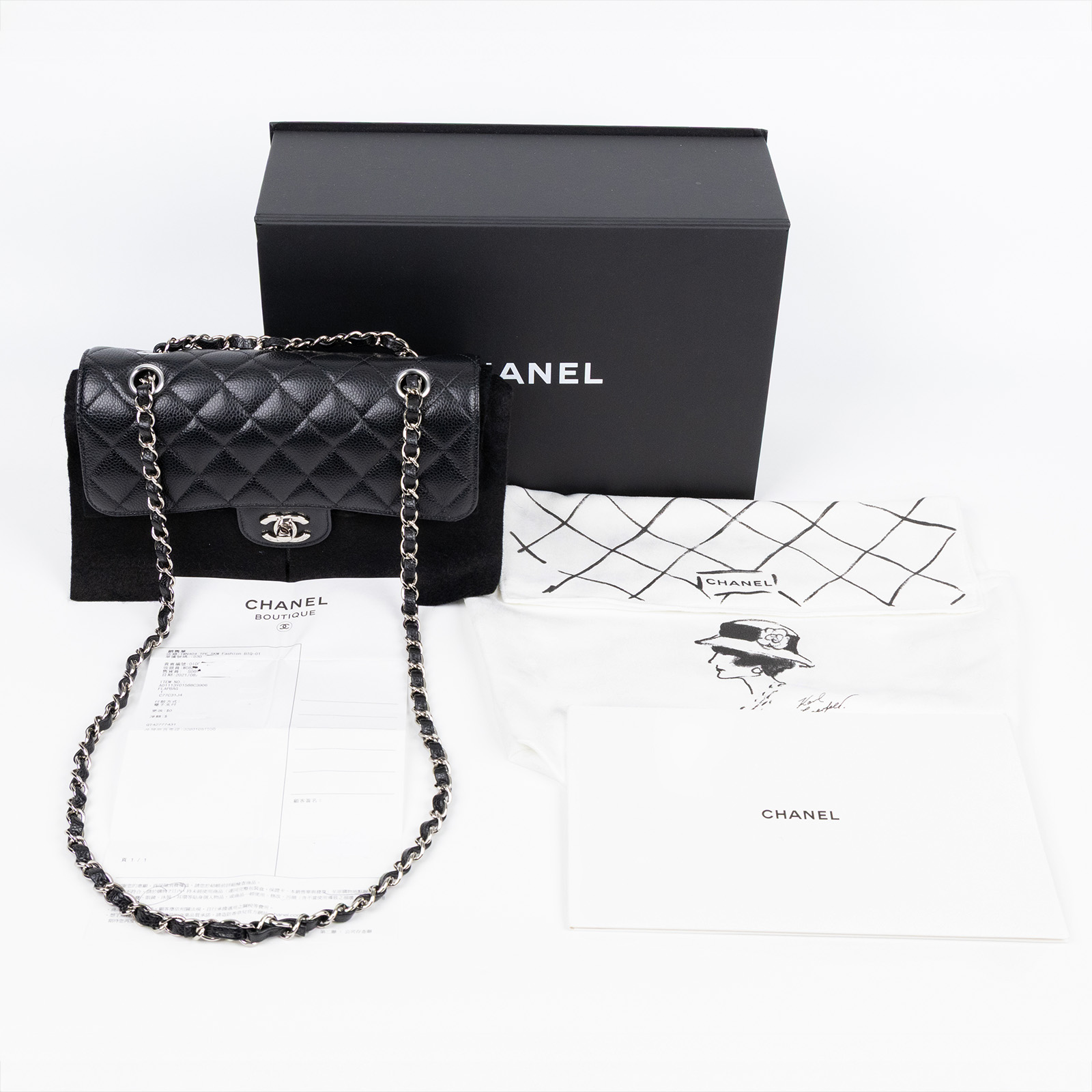 香奈兒 CHANEL CF 經典 小型 口蓋包 A01113 晶片款 黑銀荔枝牛COCO23 防塵袋/原廠盒子/購買證明